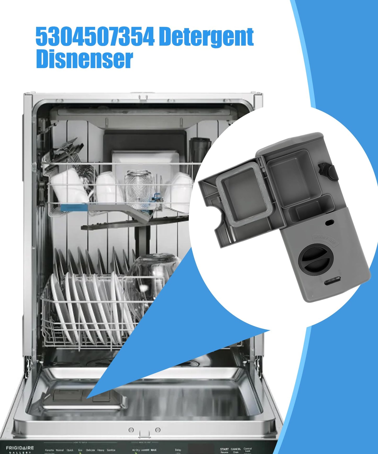 Upgraded 5304507354 Detergent and Rinse Aid Dispenser for Dishwashers Compatible with Frigidaire,Electrolux, Kenmore,Replacement 154452704,154542104,154542107,154574405,154574406,154860103 Etc