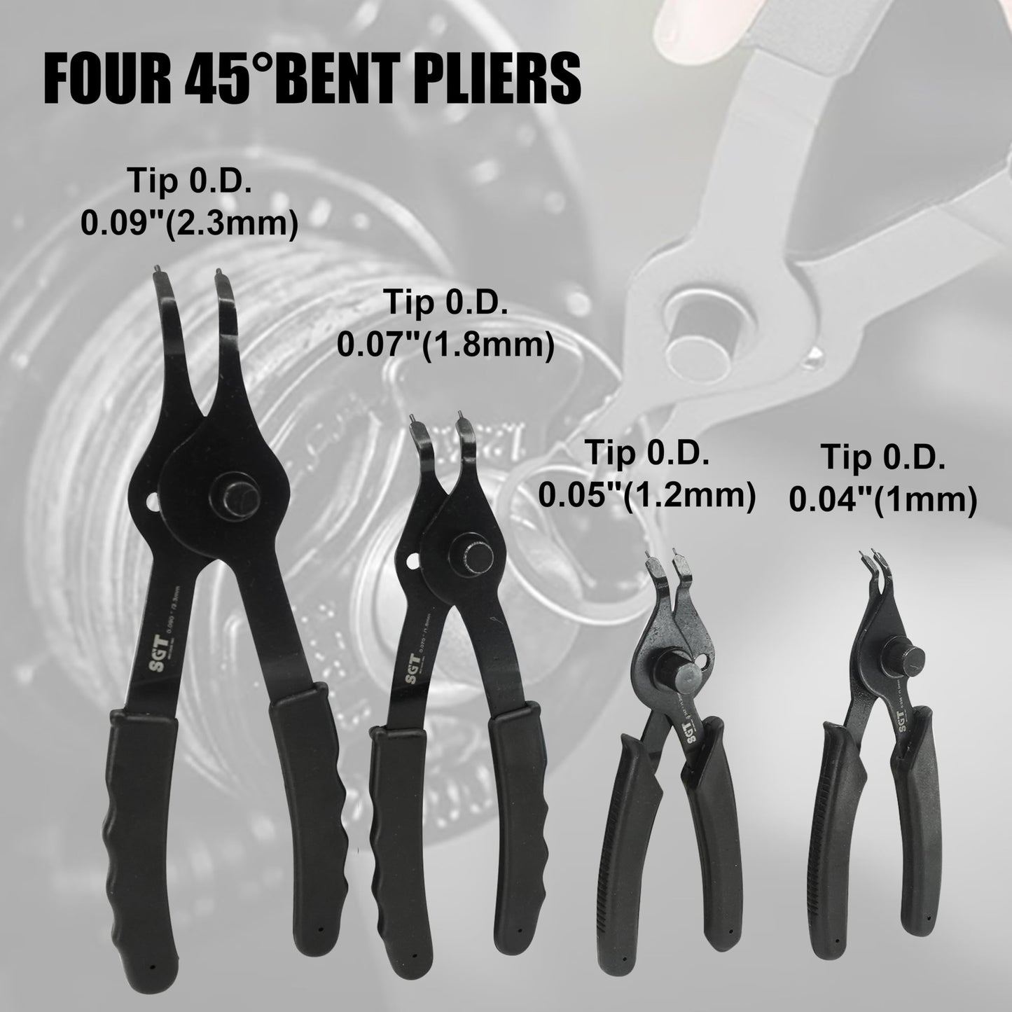 SGT 14pc Snap Ring Pliers Set, Heavy Duty Snap Ring Pliers,Internal & External Circlip Pliers with 45°/90° Bent & Straight Pliers, Hook & Pick,Storage Case & Gloves