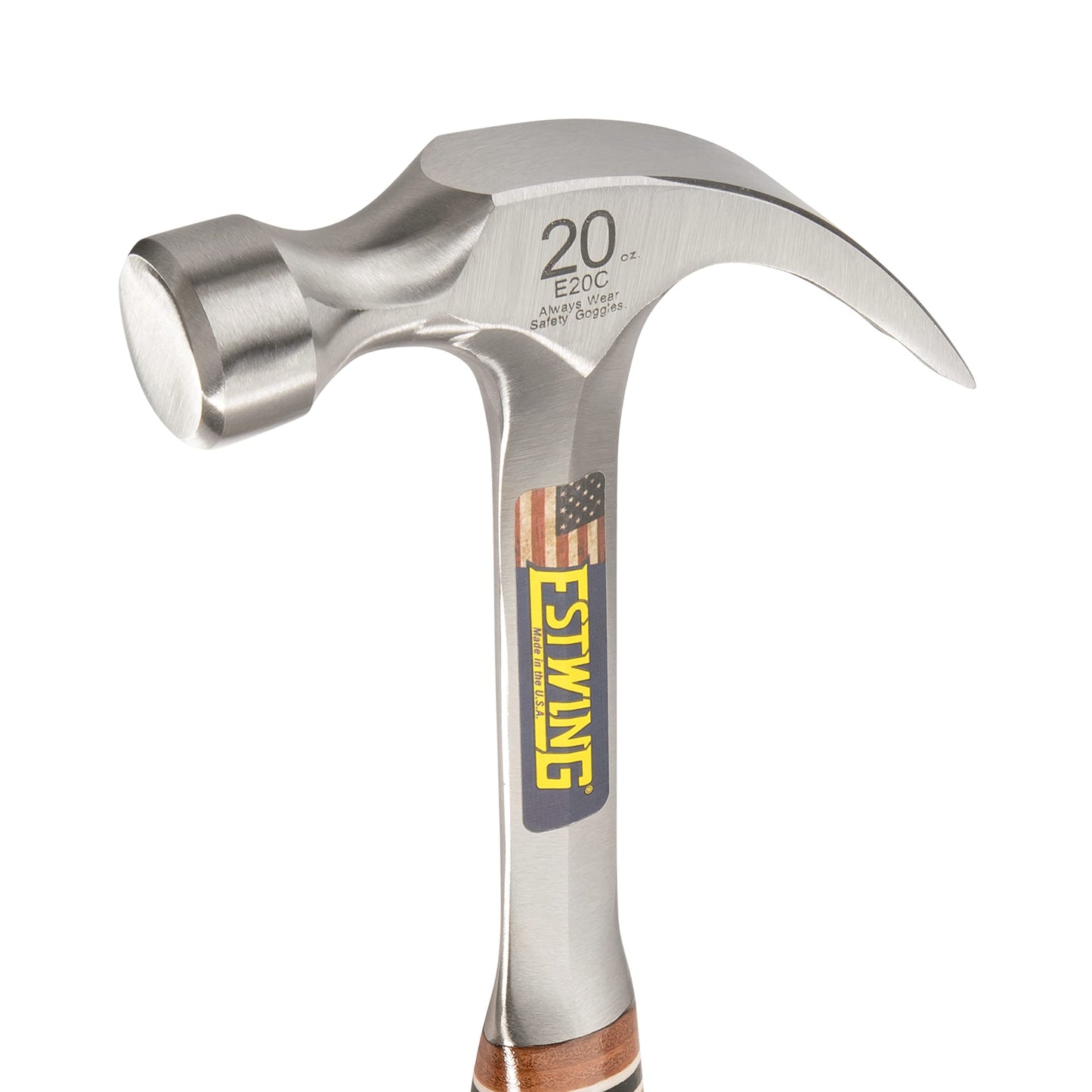 Estwing E20C Claw Hammer, Leather Grip Hammer, Smooth Face, 20-Ounce, 12.5-Inch