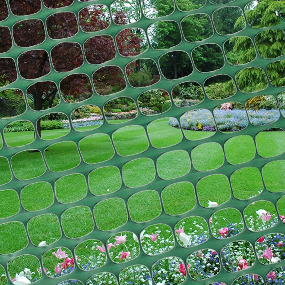 4x100 Ft Green Garden Fence Animal Barrier Reusable Netting Plastic Roll Temporary Pool Construction Fencing for Poultry Dogs Safety Snow Fences Durable Yard Pet Mesh (Green)