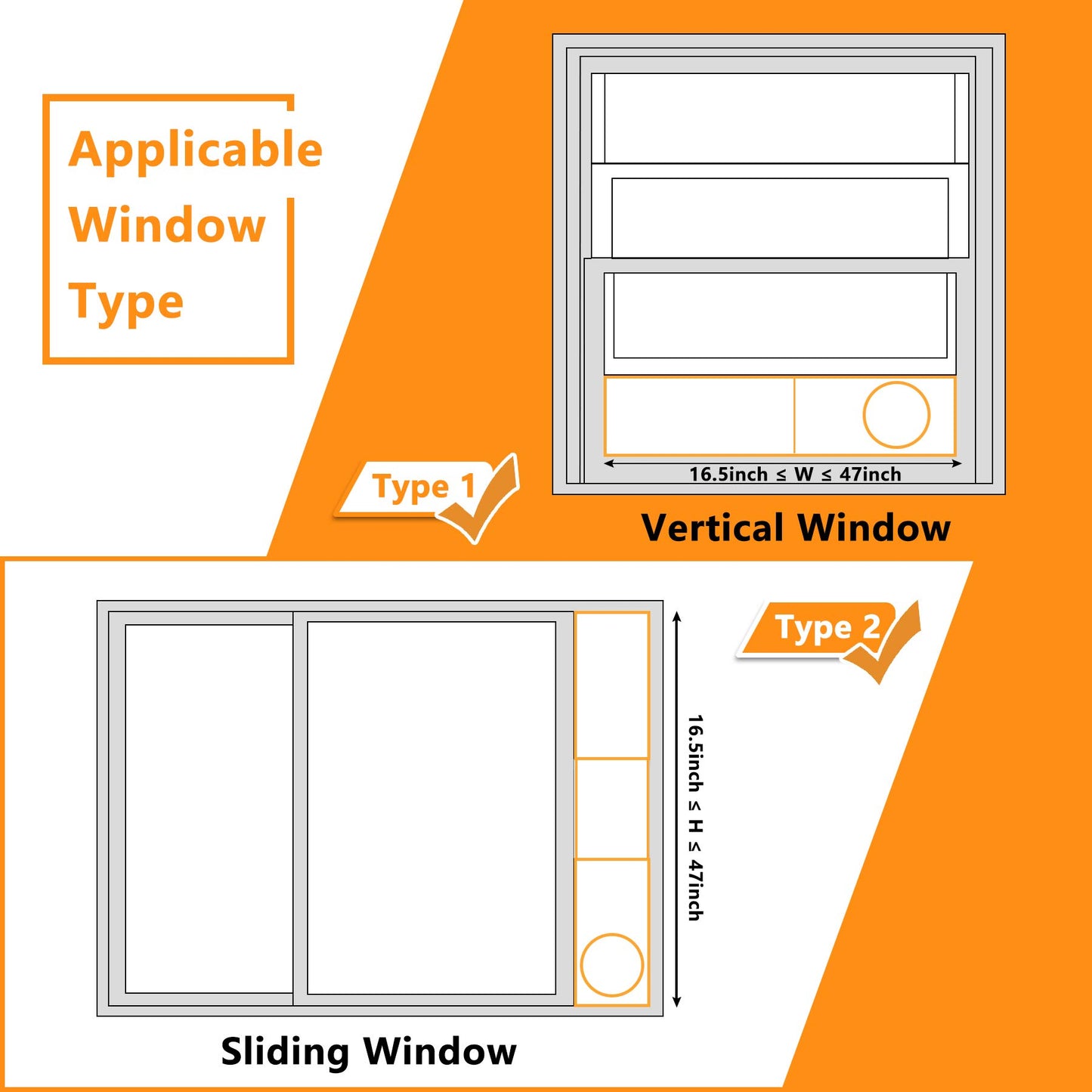 LBG Products Window Seal Plates Kit for Portable AC Units,Plastic Air Conditioner Vent Kit for Sliding Windows and Doors,Adjustable Length Panels for Mobile AC Exhaust Hose (5.9" Diameter)