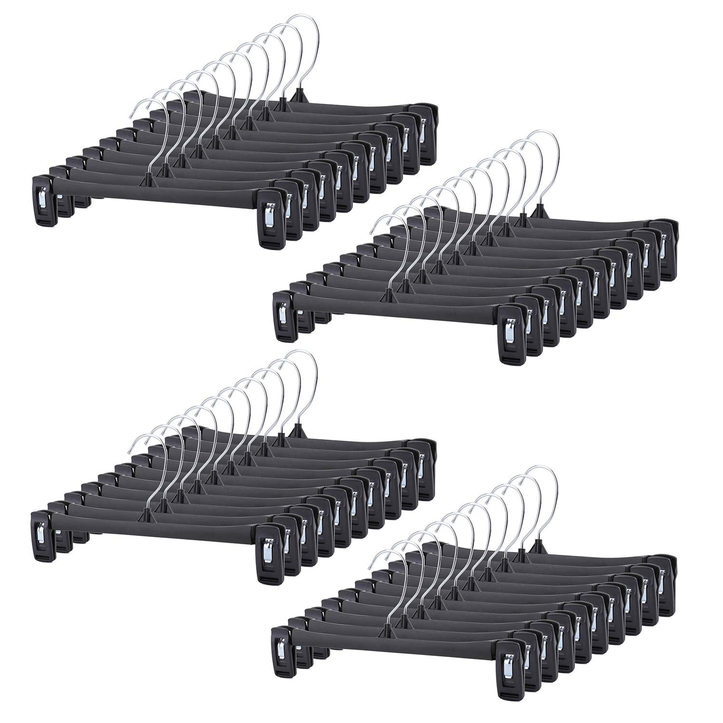 Tosnail 40 Pack 12 Inch Plastic Skirt Pants Clothes Hangers with Non-Slip Big Clips and Swivel Hook - Black