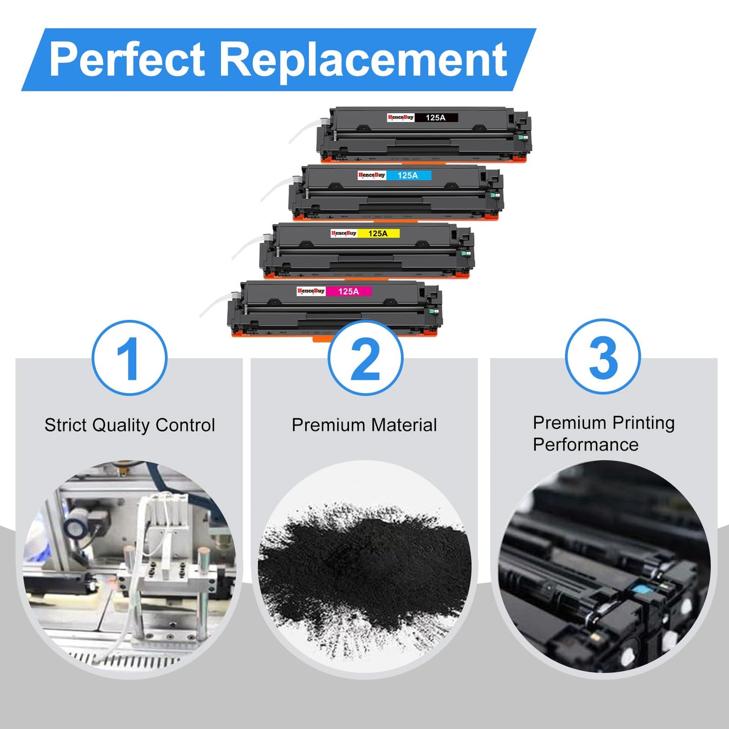HenceBuy 125A Toner Cartridge Replacement for HP 125A CB540A CB541A CB542A CB543A Toner for HP 125A Color LaserJet CM1312 MFP CM1312nfi CP1515n CP1518ni CP1215 CP1515n Printer (4 Pack)