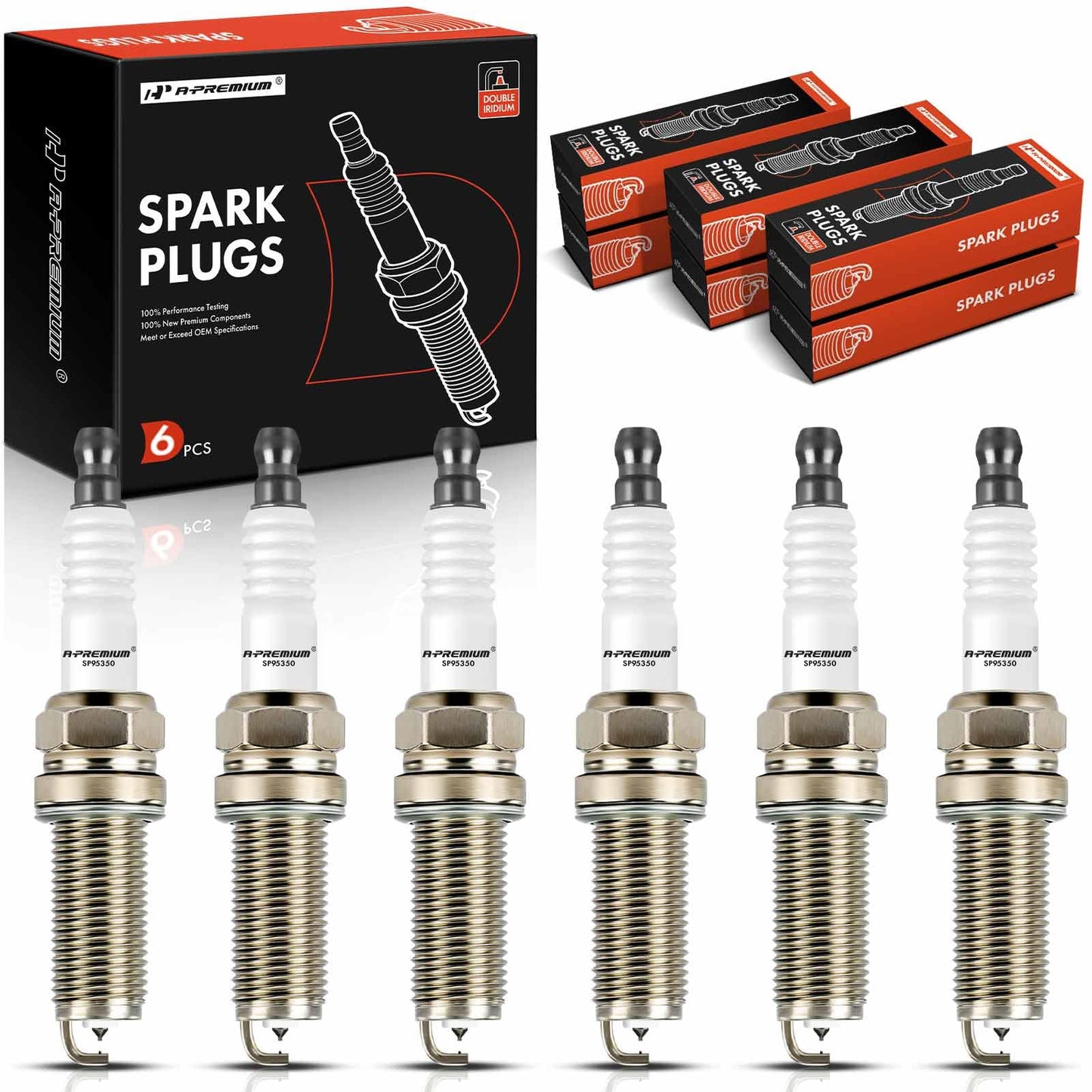 A-Premium Double Iridium Spark Plugs Compatible with Honda Pilot 2016-2020, Odyssey 2018-2021, Ridgeline 2017-2020, Passport 2019-2021 & Acura MDX 2014-2020, TLX 2015-2020, RLX, 3.5L, Pack of 6