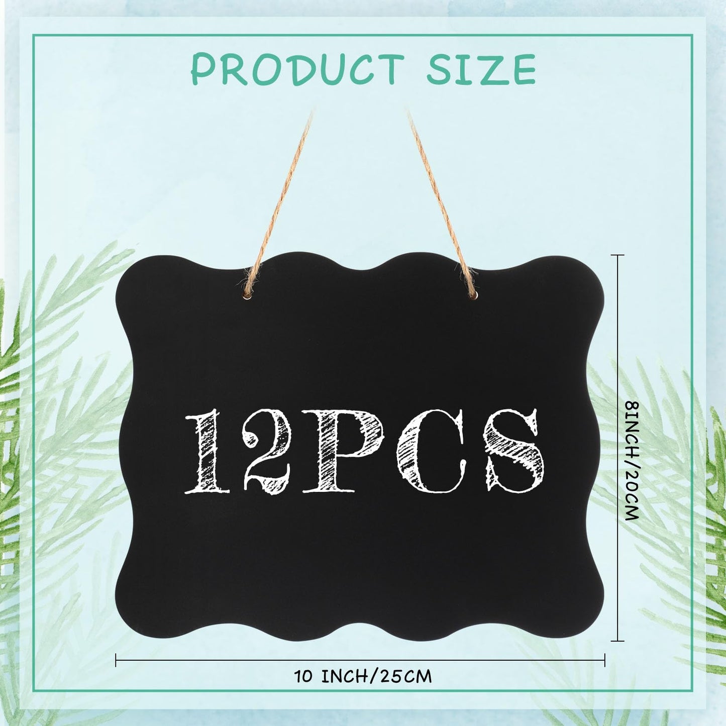 Qilery 12 Pieces 8 x 10 Inch Double Sided Hanging Chalkboard Signs Bulk Hanging Signs Message Board Wooden Chalk Board Sign Board Black Chalkboard for Home Kitchen Store Wedding Party Decorations