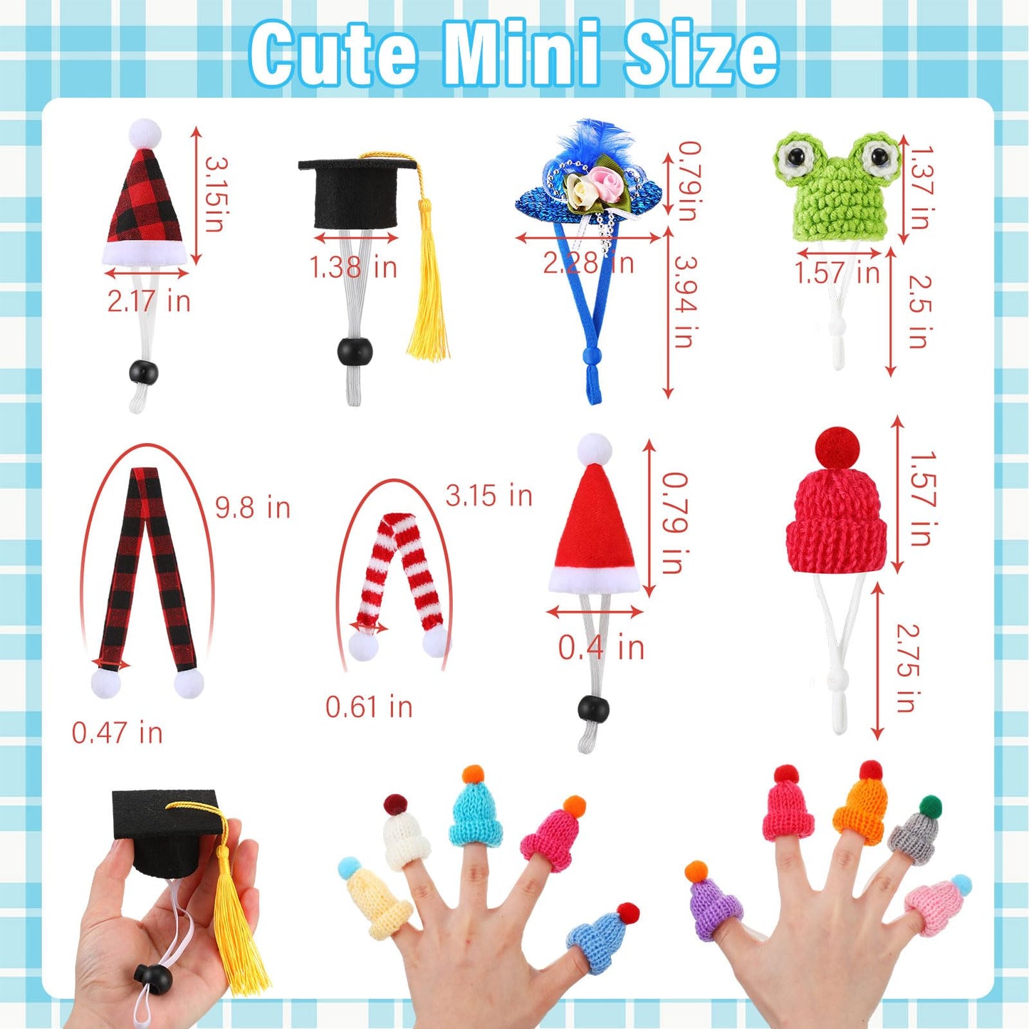 Locmeo 44 Pcs Hamster Hats with Scarf Set, Small Animal Hats Bulk Guinea Pig Costume Accessories Cute Tiny Mini Knitted Gift for Small Animals Pets Snakes Lizards Hedgehog Holiday Party
