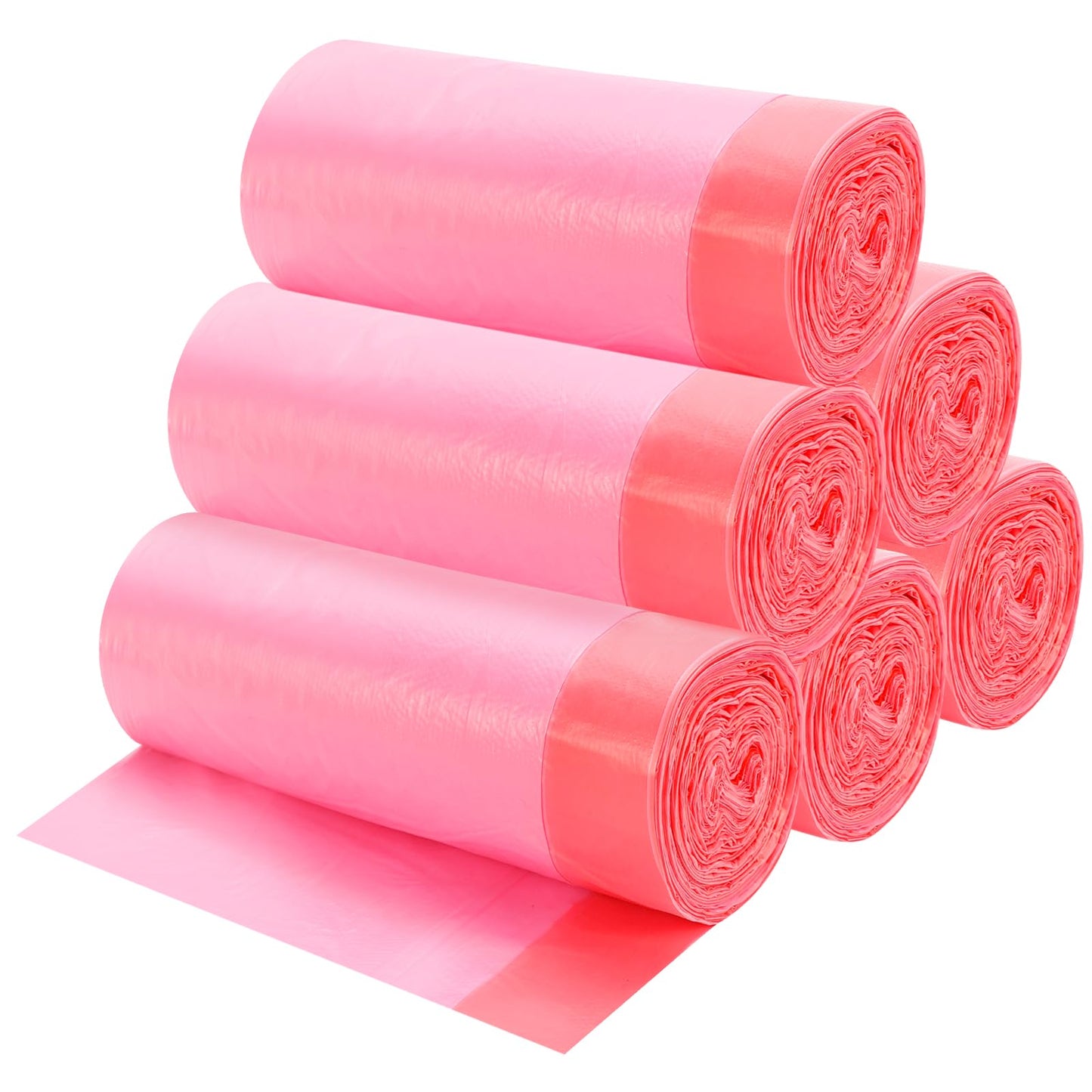 4 Gallon Drawstring Garbage Bags, Drawstring Trash Bags, Trash Bags for Office,Bathroom, Kitchen,Bedroom,6rolls/120 Counts(Pink)