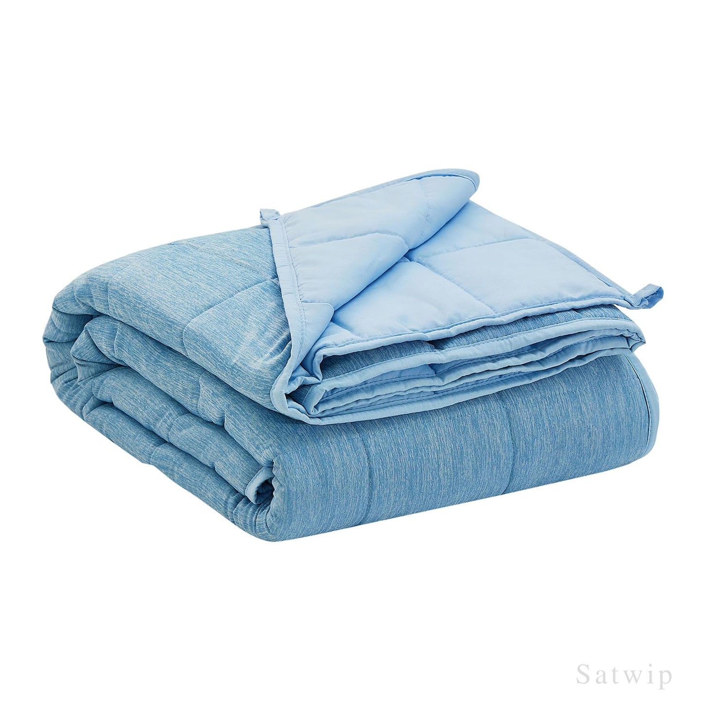 Weighted Blanket Queen Size Cooling - Satwip 15 lbs Cool Moire Jersey Bed Blanket for Hot Sleeper with Soft Breathable Sanded, 60 x 80 inches, Blue