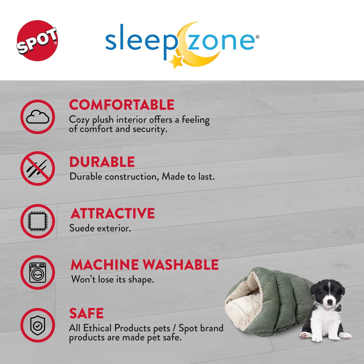 Ethical Pets Sleep Zone Cuddle Cave Pet Bed, 22-Inch, Sage