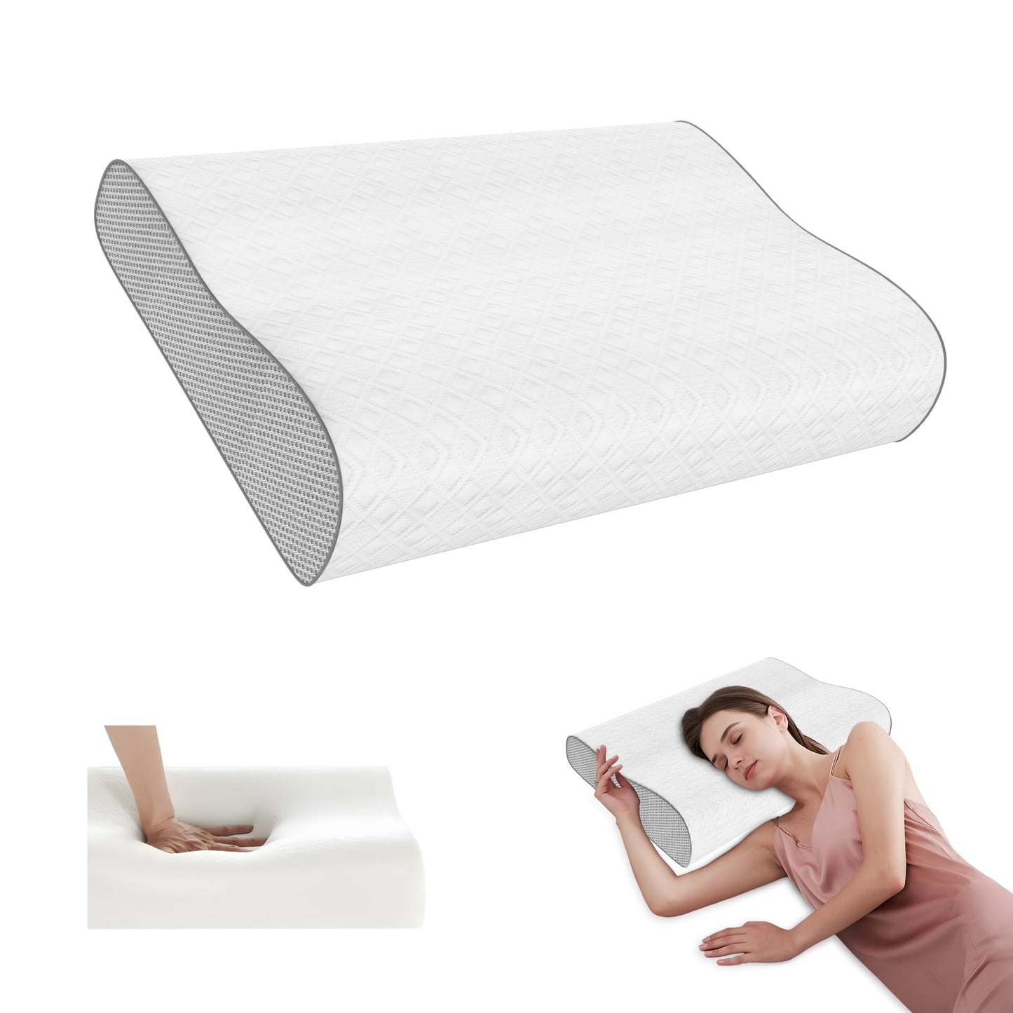 Cervical Pillow for Neck Pain Relief, Memory Foam Pillow, Ergonomic Adjustable Contour Bed Pillow for Side, Back & Stomach Sleepers (22 * 13.7inch)