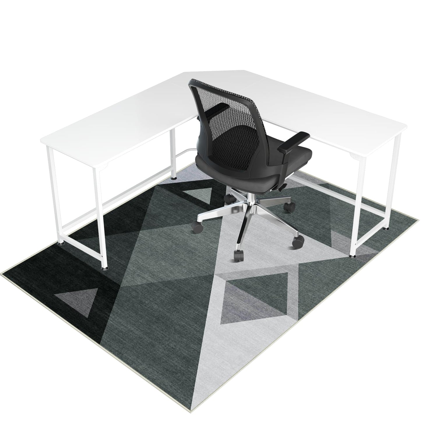 Office Chair Mat for Hardwood Floor & Tile Floor, 48"X 60" Heavy Duty Desk Chair Mat for Hard Floors, Under Desk Rug for Rolling Computer Chair,Anti Slip,Low Pile Carpet Protector-Triangle