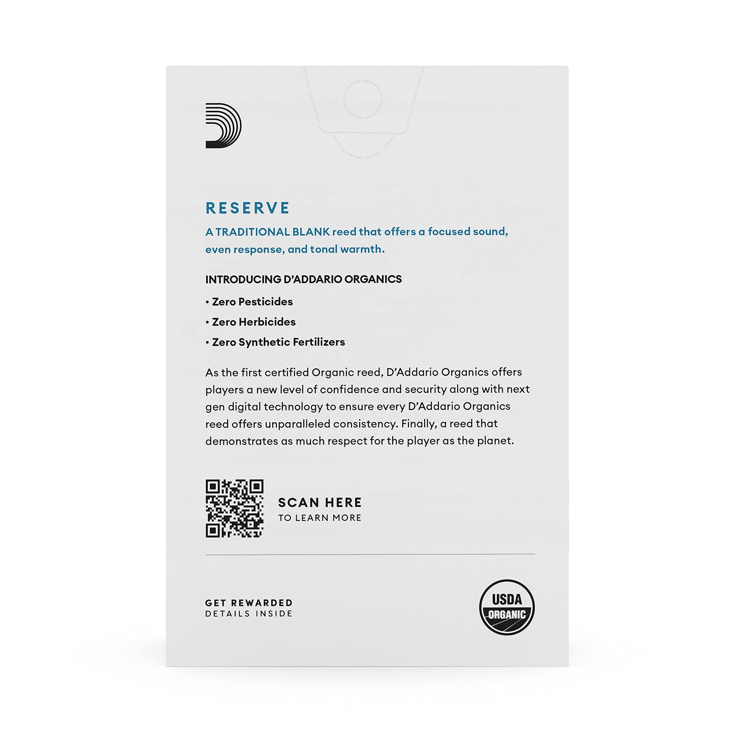 D'Addario Organic Reserve Bb Clarinet Reeds - Reeds for Clarinet - Individually Sealed - 3.0 Strength, 10 Pack