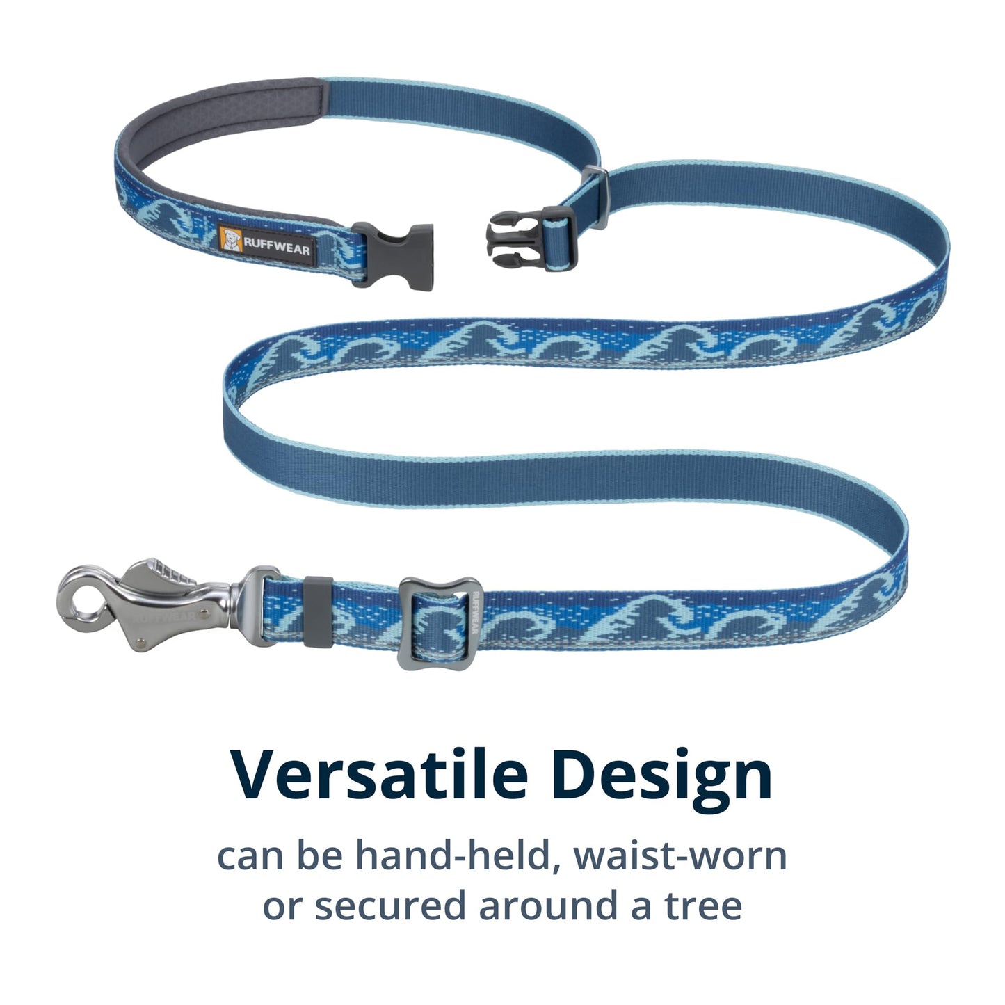 Ruffwear, Crag Ex Leash, Extendable Dog Leash, Hand-Held or Waist-Worn Reflective Lead, Midnight Wave