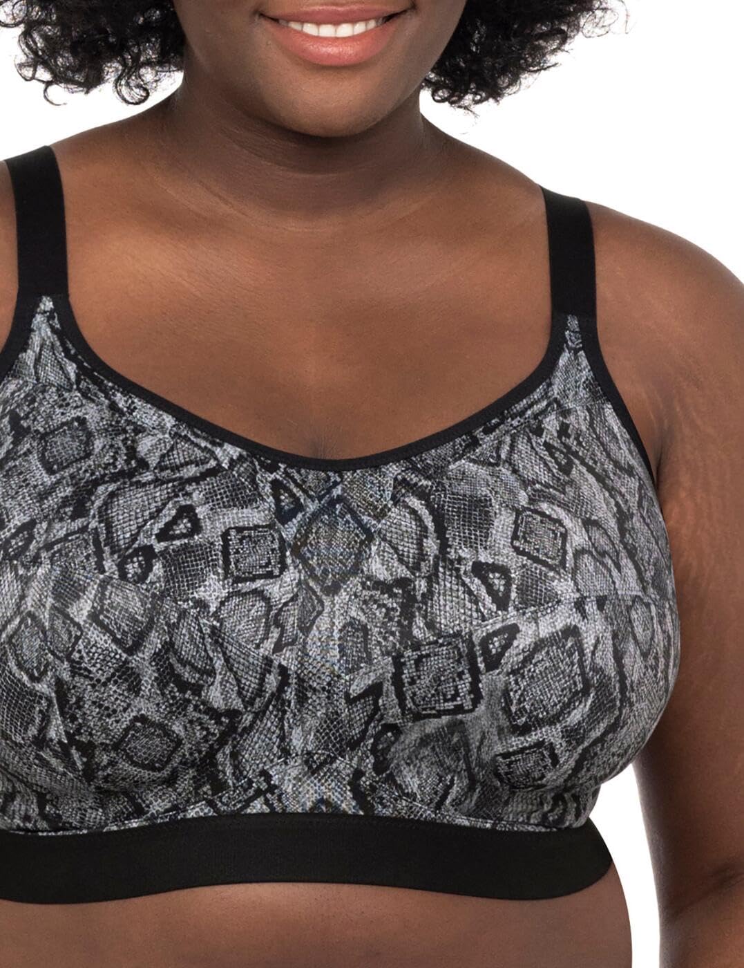 GODDESS Women's Plus Size Non Wired Comfort Sports Bra, Black Snake, 38K