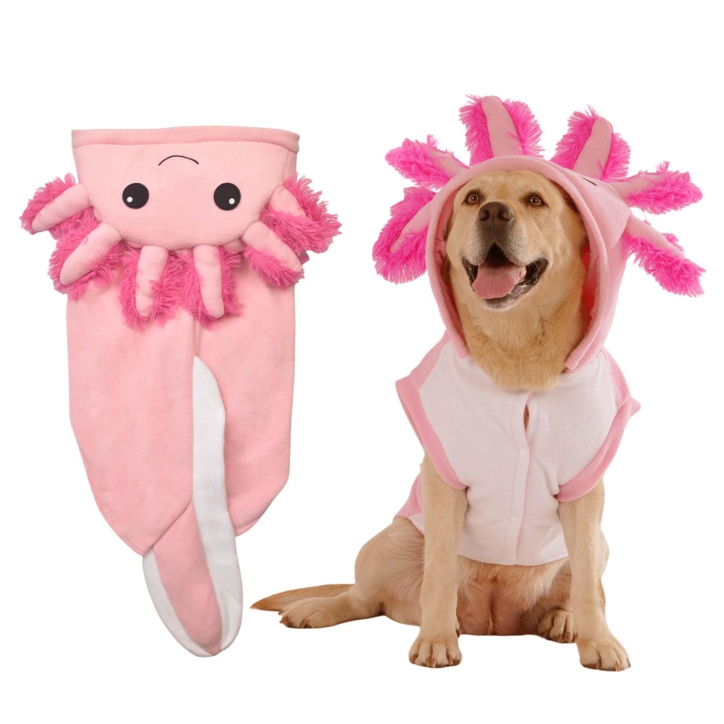 FLAdorepet Axolotl Dog Costume,Pet Halloween Animal Fish Costume Outfits for Medium Large Dogs,Winter Puppy Hoodie Pajamas Funny Clothes for Great Dane Labrador Bulldog,7XL