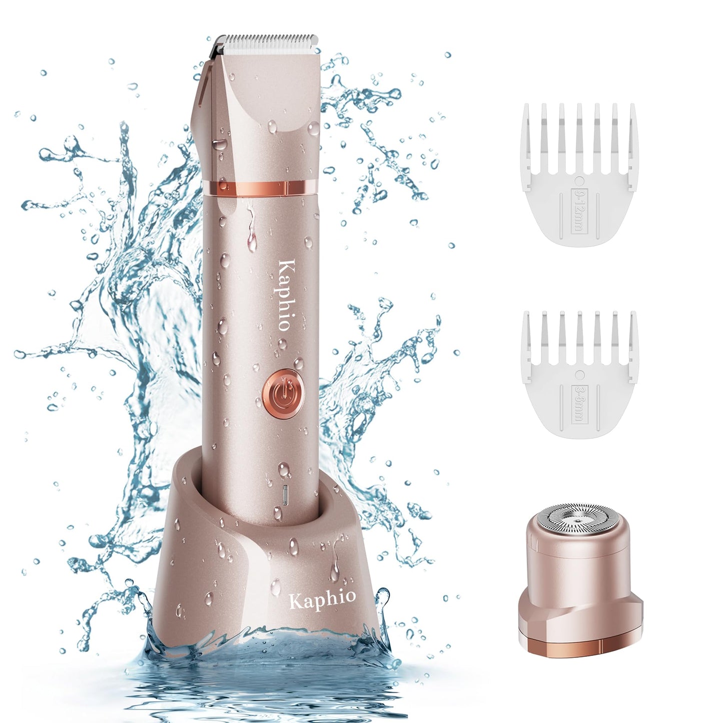 Bikini Trimmer for Women Pubic Hair: Eletctric Razors for Women - Rechargeable Eletctric Shaver - IPX7 Waterproof Bikini Trimmer for Underarm Leg Arm Body (Rose Gold)