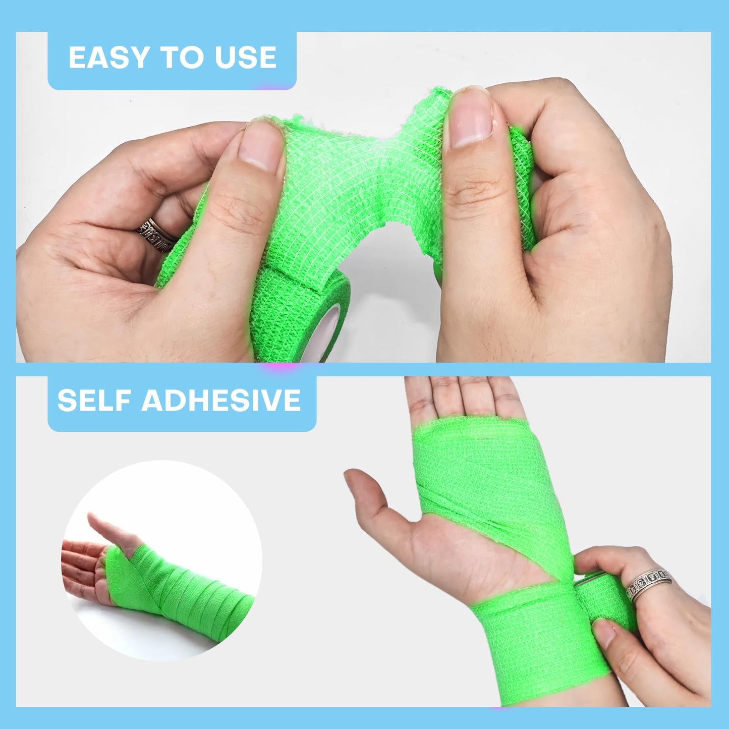 Fenhupe 48 Pack 2” x 5 Yards Self Adhesive Bandage Wrap, Elastic Breathable Cohesive Bandage Wrap Athletic Stretch Tape for Wrist Ankle Sports (Multi-Color)