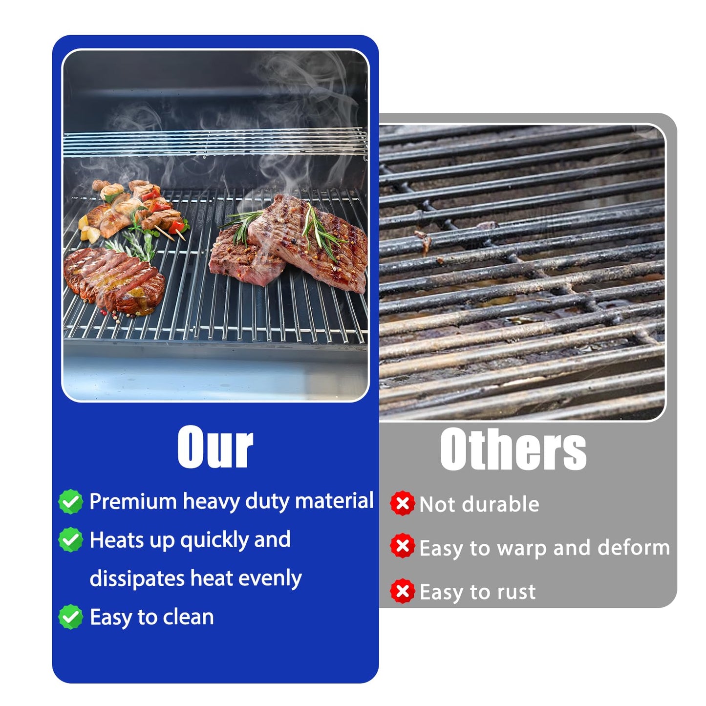 7638 Stainless Steel Grill Grates Replacement Part for Weber Spirit E-310 E-320 S-310 300 Series,Spirit II E-310 SP320 Spirit 700, Genesis Silver Gold B/C Grill Accessories, 2-Pack 17.5in Cooking Grid