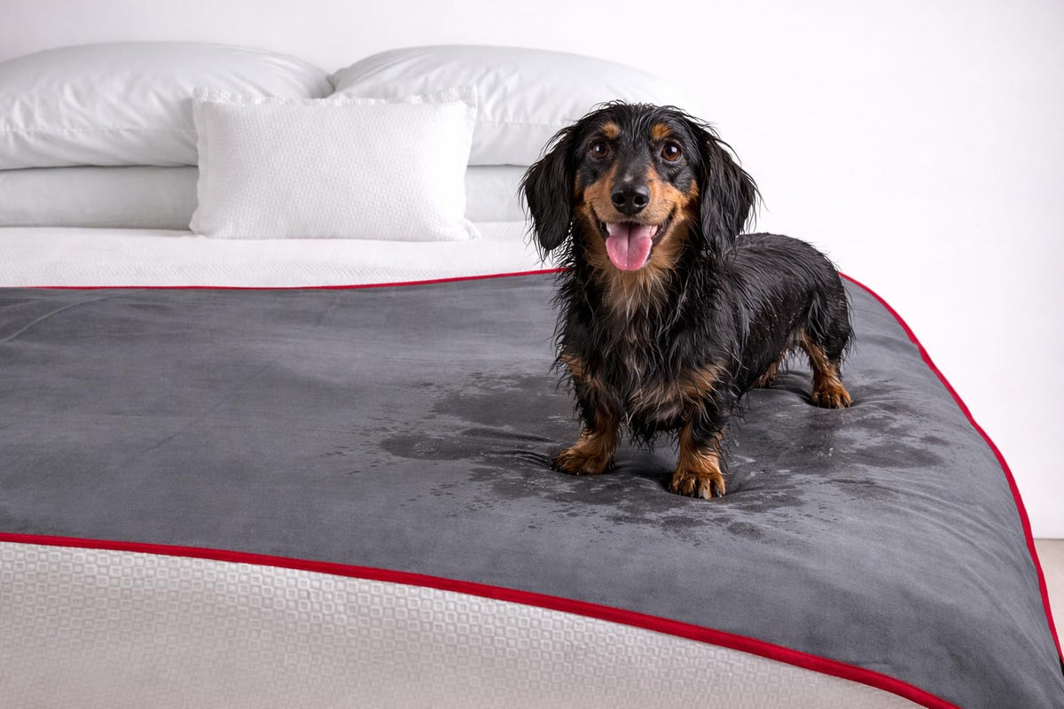 The Original Good Time Waterproof Blanket -Red/Gray 100% Leakproof Discreet Furniture Protection for Messy Moments, Pets and Spills -Cozy Soft Machine Washable Fleece -MidSize 60x40