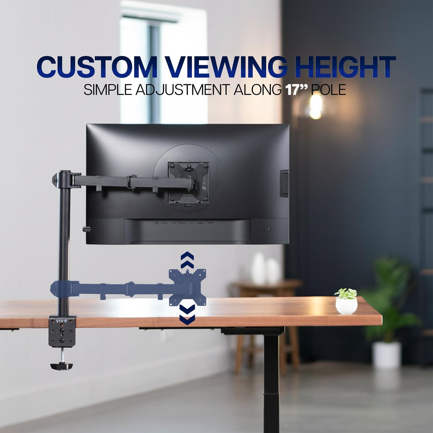VIVO Single Monitor Arm Desk Mount, Holds Screens up to 32 inch Regular and 38 inch Ultrawide, Fully Adjustable Stand with C-Clamp and Grommet Base, VESA 75x75mm or 100x100mm, Black, STAND-V001