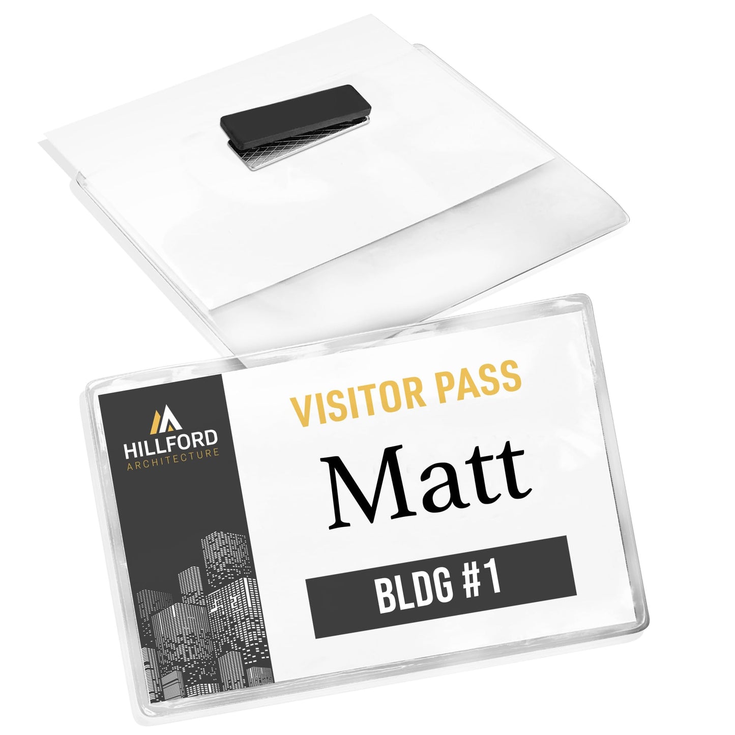 Magnetic Style Name Badges, PVC Plastic, 3" x 4", White