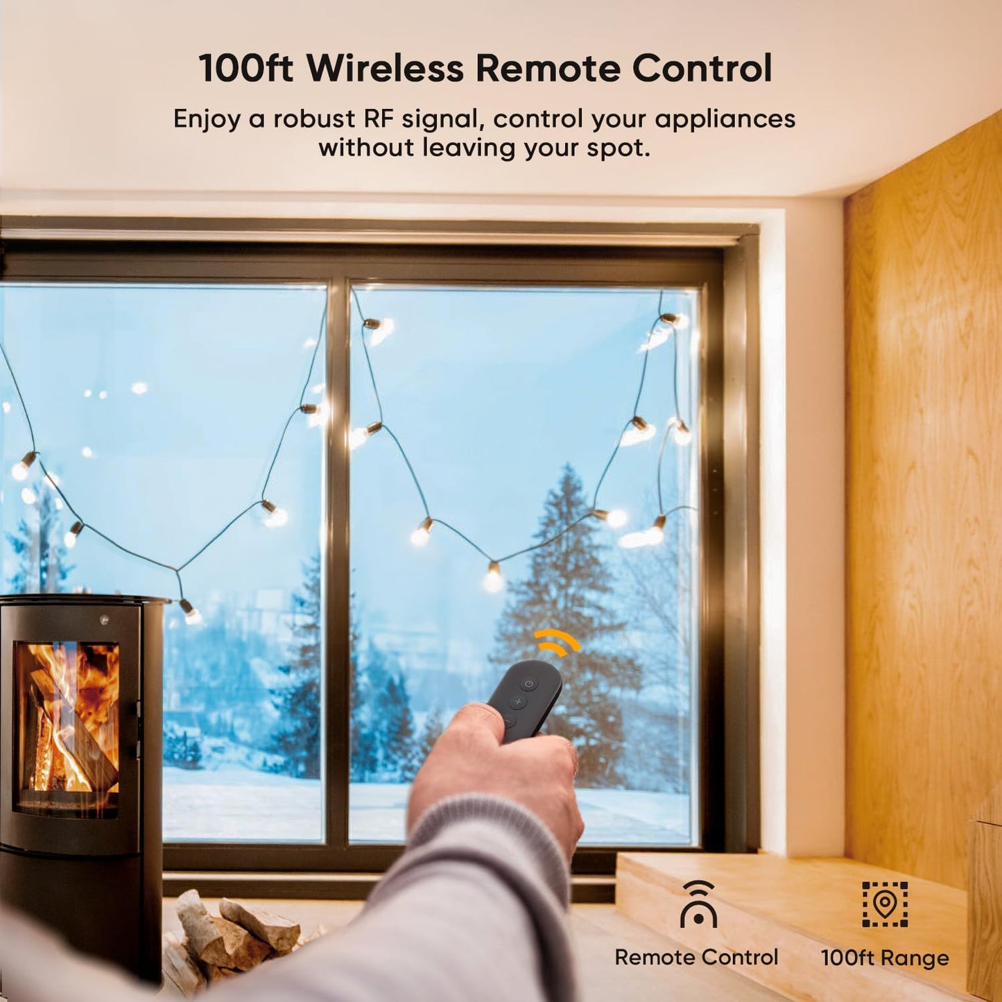 TREATLIFE Dimmer Plug with 100FT Wireless Remote Control, Max Power 400W, IP44 Weather Resistance, Outdoor Dimmer Plug for String Lights, Lamps and Patio Lights