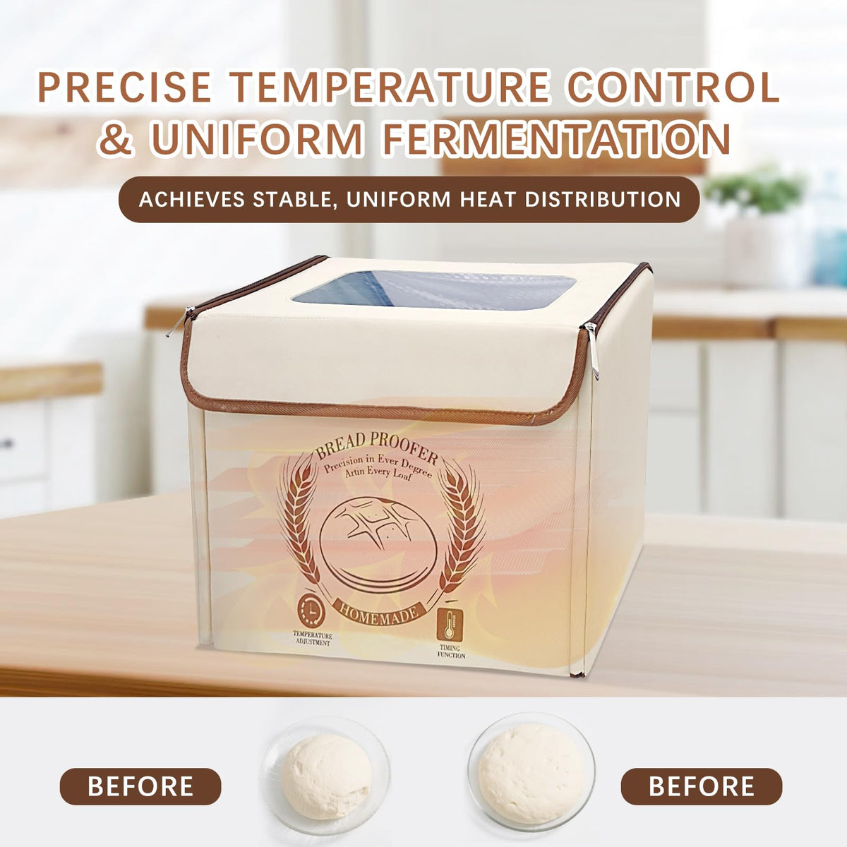 AICNLY Foldable Dough Proofer Box – Bread Proofing Box with 77-122℉ Temp Control & 48H Timer, Insulated Fermentation Chamber for Sourdough, Yogurt, Pizza & Kombucha