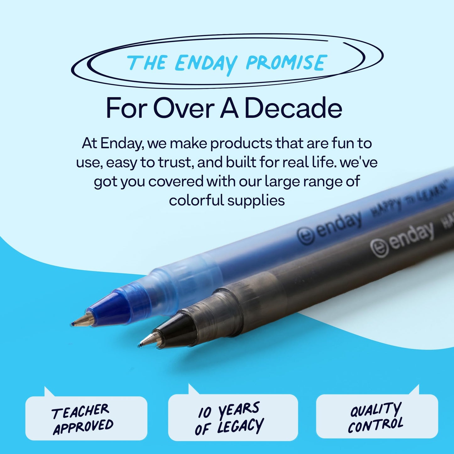 Enday Bulk Ballpoint Pens - Black & Blue Ink, Medium Point (1.0mm), Flexible Barrel, 240 Count for School & Office