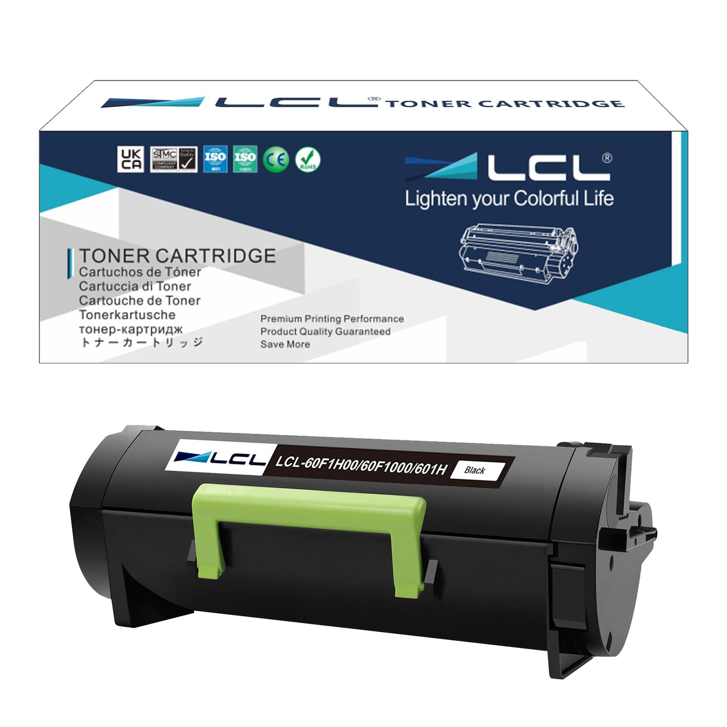 LCL Compatible Toner Cartridge Replacement for Lexmark 60F1H00 60F1000 601H 601 10000 Pages for MX310dn MX410de MX510de MX511dte MX511dhe MX511de MX610dw MX611de (1-Pack, Black)