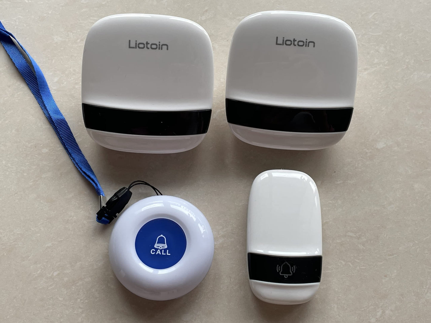 LIOTOIN Wireless Caregiver Pager Call Button Nurse Call Alarm System Alert Button Call Bell Panic Button for Elderly/Patient (2 Transmitter + 2 Plug-in Receiver)