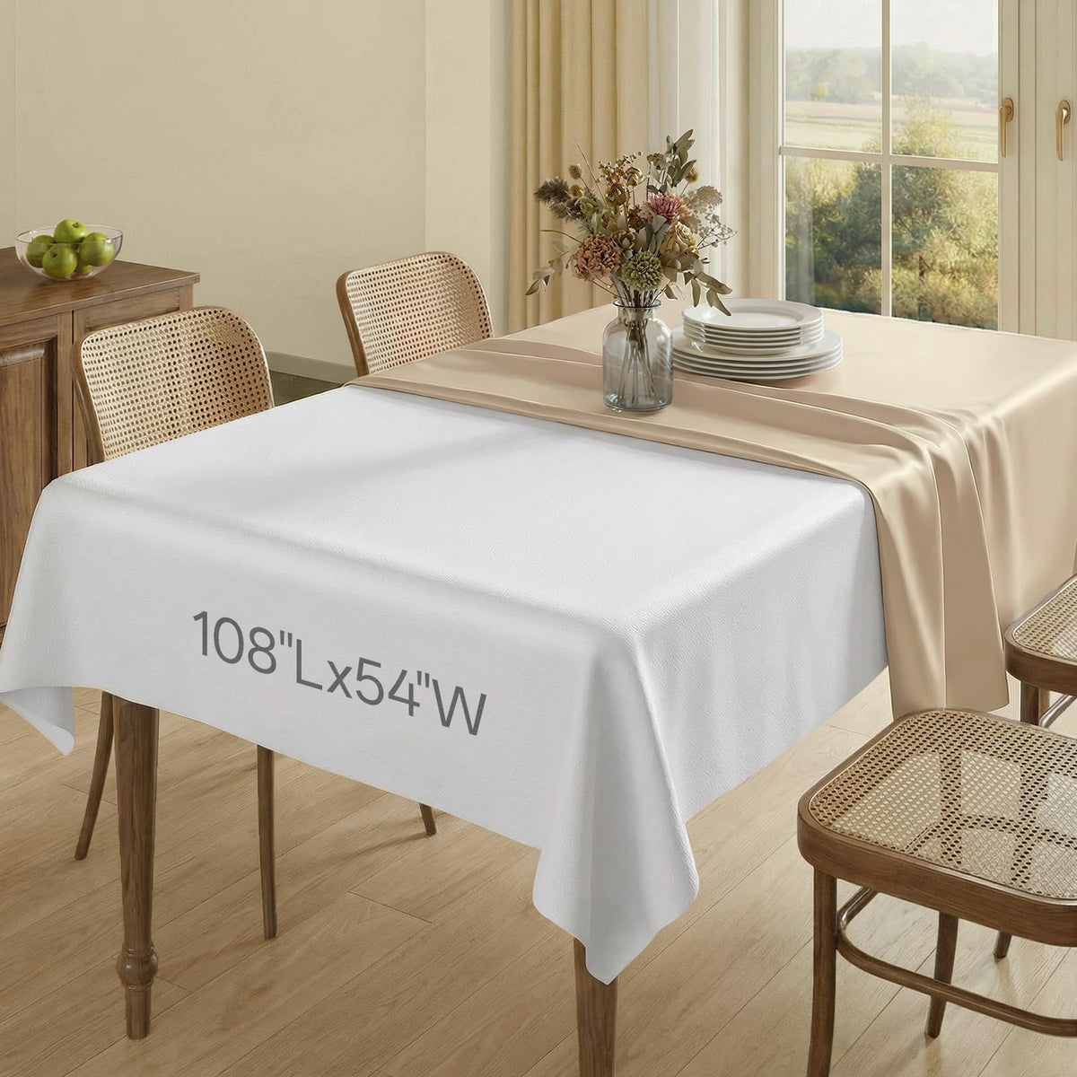 Heavy Duty Table Protector Pad with Flannel Backing for Dining Room, Waterproof Vinyl Tablecloth Easy to Clean & Trim, Scratch & Heat Resistant Table Cover, Reusable Pad 108" x 54" Rectangular