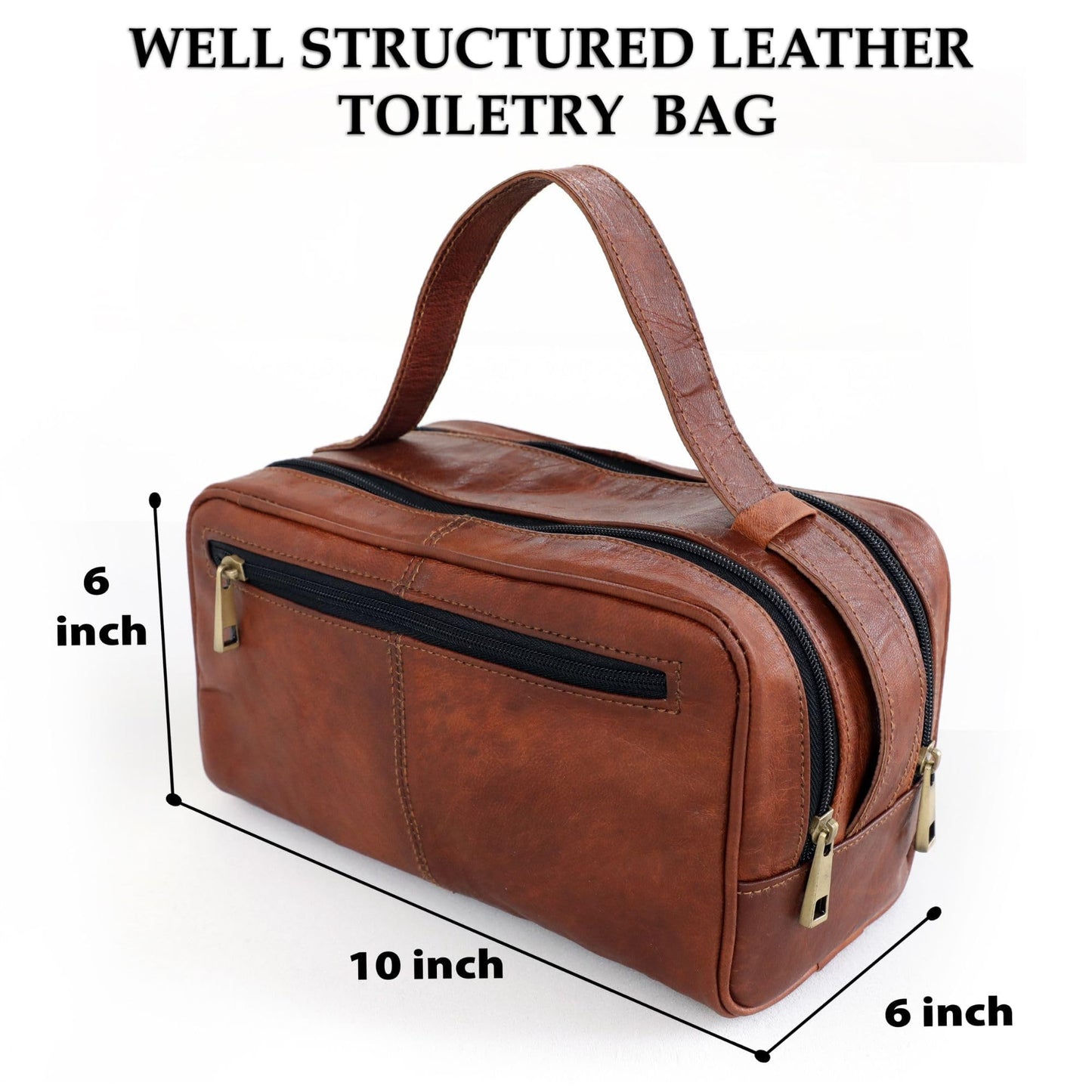 ANUENT Leather Toiletry Bag for Men & Women - Bathroom Bag for Traveling - Mens Shaving Dopp Kit Pouch Cosmetic Organizer Toiletries Bags Gifts for Men and Women (Brown)