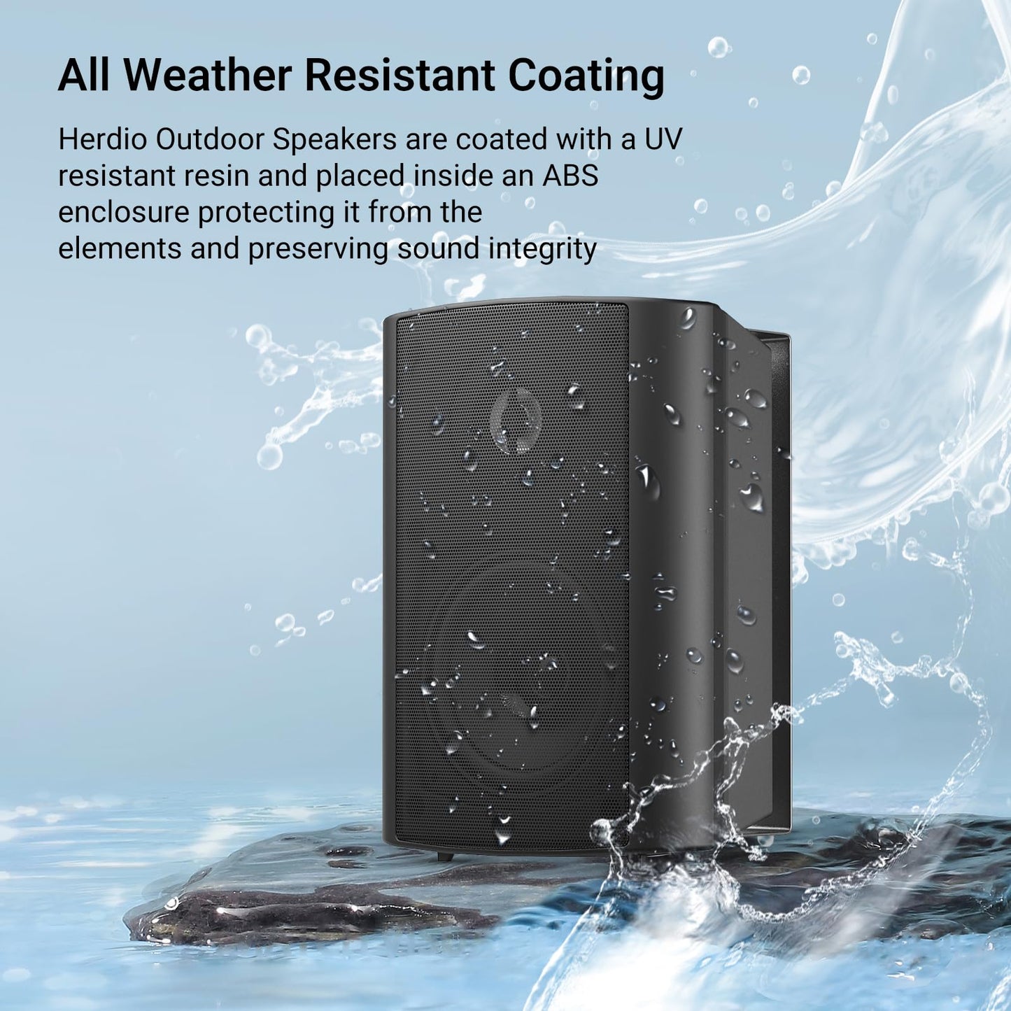 Herdio 4 Inches Bluetooth Outdoor Speakers Waterproof Patio Deck Wall Mount (Black)
