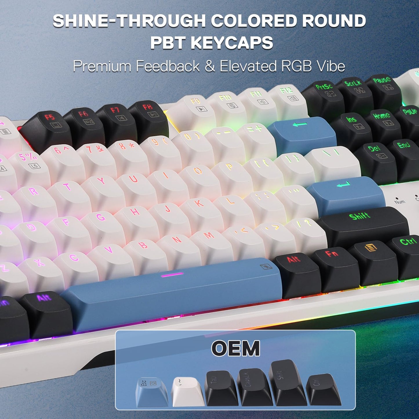Redragon K668 Wired Gasket RGB Gaming Keyboard, 108 Keys Mechanical Keyboard w/Extra 4 Hotkeys, Upgraded Hot-swappable Socket, Sound Absorbing Foam, Mixed Color Keycaps, Custom Linear Switch