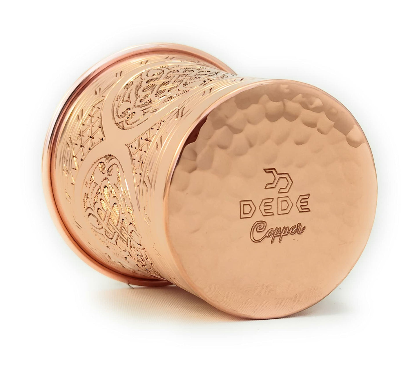 DEDE Copper - CC Series (15 oz) - Handcrafted Super Heavy Weight Drinking Cups or Serving Cold Beverages and Cocktail Mugs, Handmade Unlined Uncoated Pure Solid Copper Tumblers (Engraved)