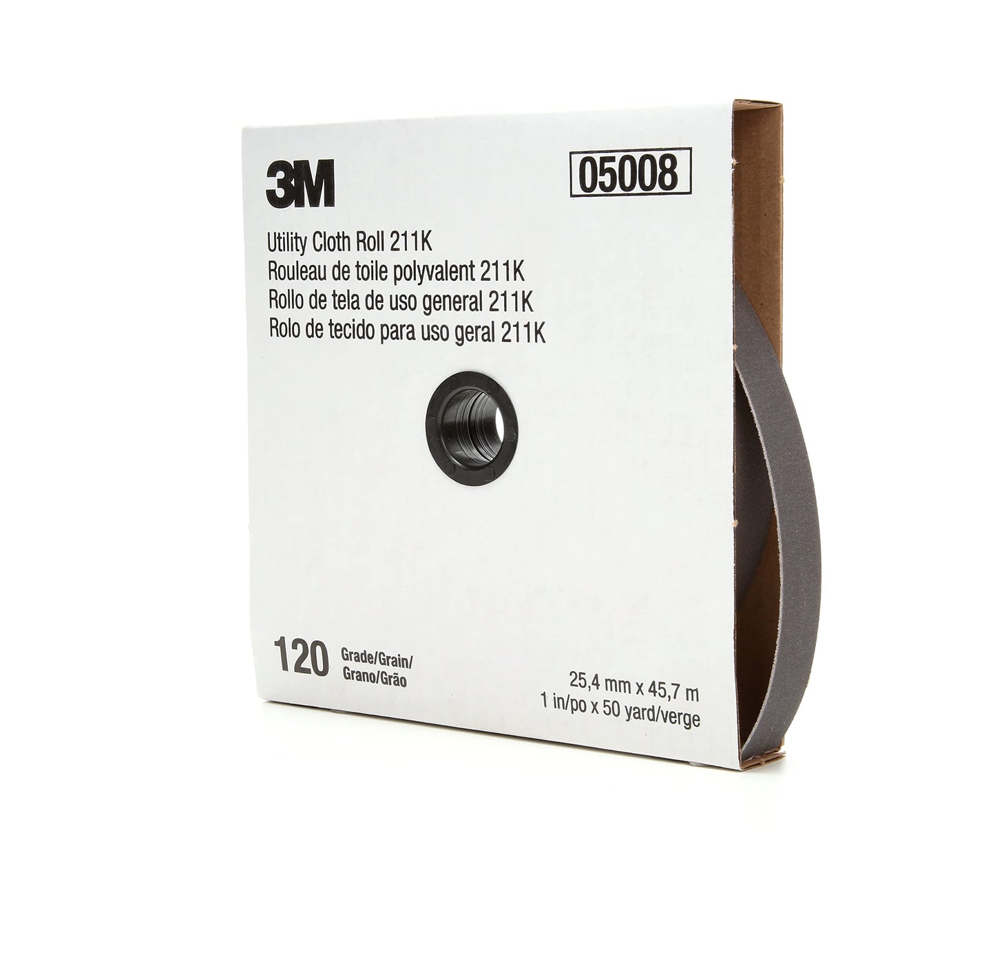3M Utility Cloth Roll 211K, Aluminum Oxide, 1" Width x 50yd Length, 120 Grit (Pack of 1)