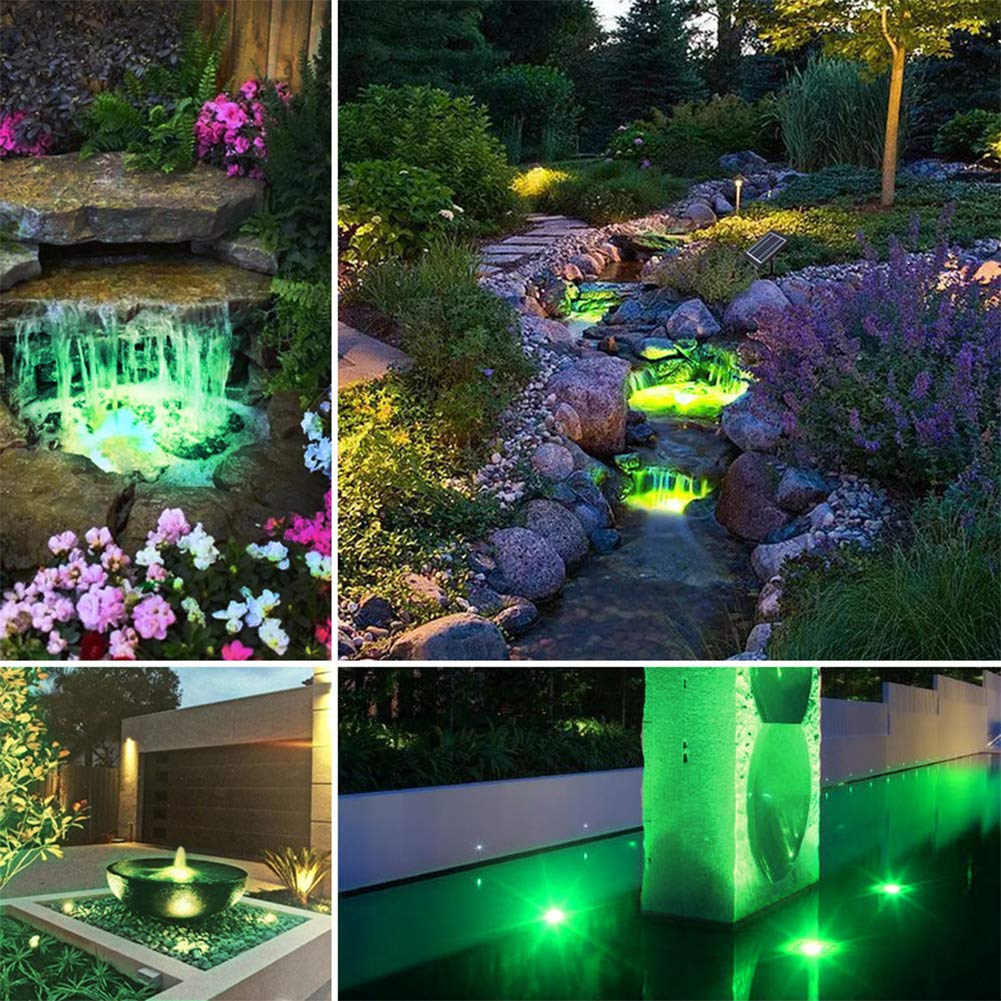 PChero Submersible Solar Pond Light, RGB LED Landscape Spotlights IP68 Underwater Night Lights for Fountain Pool Waterfall Fish Tank Aquarium Garden Outdoor, 3 Led Lamps and Solar Panel Included