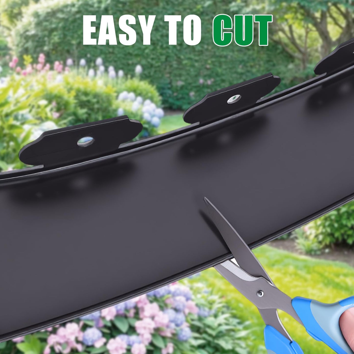 33Ft Garden Edging Kit with 100 Spikes - 4 Inch Tall Flexible Landscape Border for Flower Beds, Lawn, Yard & Landscaping, Black