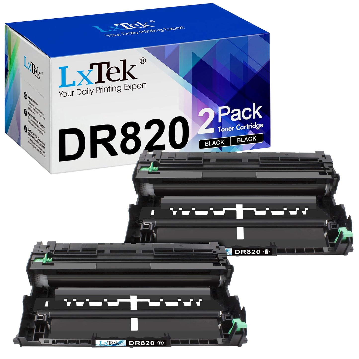 LxTek Compatible Drum Unit Replacement for Brother DR820 DR-820 HL-L6200DW HL-L6200DWT Printer Tray (2 Black, Super-High Yield 60,000 Pages)