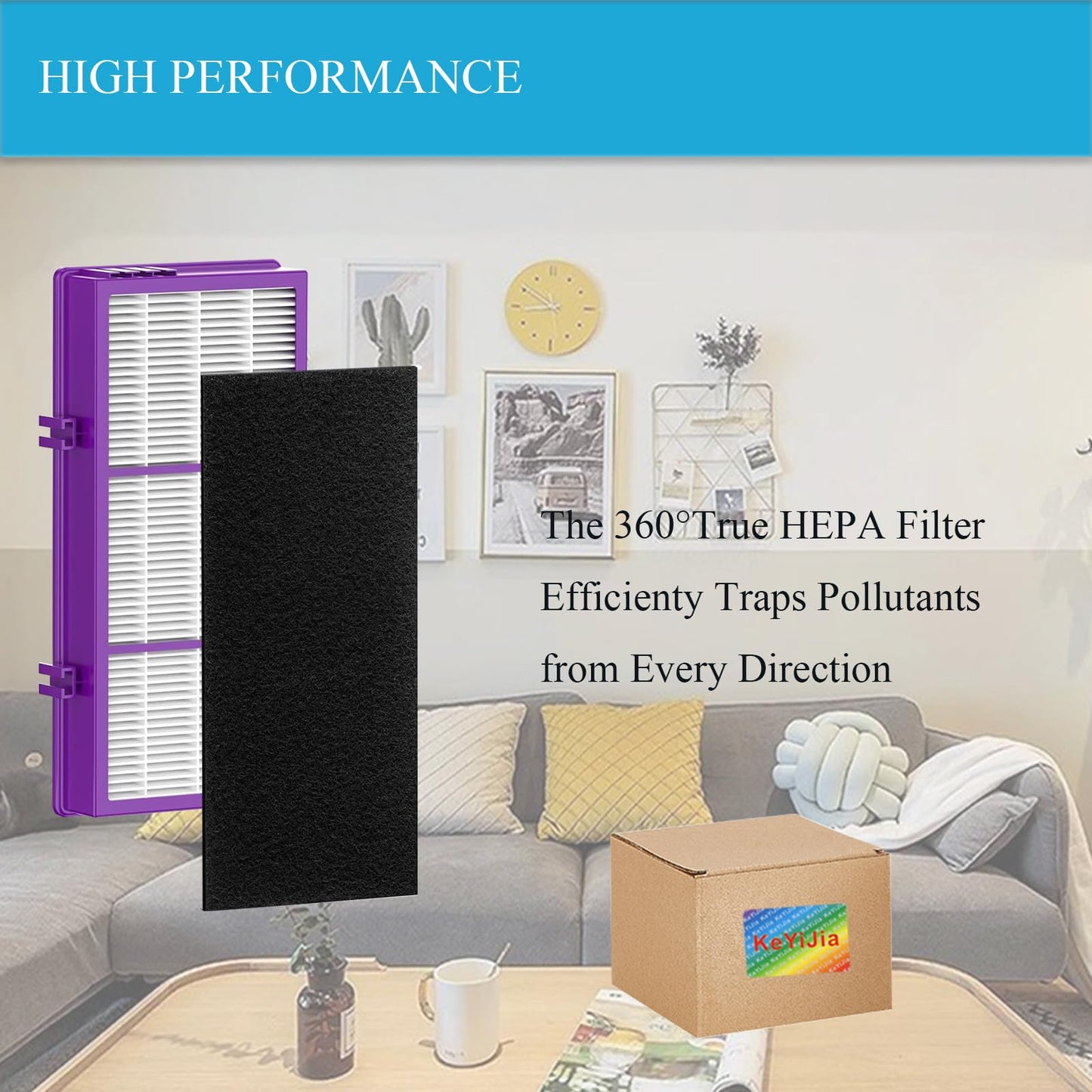 HAPF300AP-Allergen Performance Plus Filter Compatible with Holmes AER1 HAPF300AP-U4 and Bionaire air Filters 4 HEPA + 8 Carbon Booster Filters Fit Perfect HAPF300AP Filter Accessories (Purple)