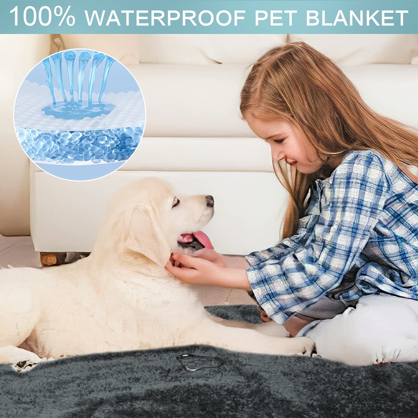 Bidear Dog Blanket Soft Fluffy Pet Blanket Waterproof Warm Cat Blanket Self-Warming Puppy Snuggle Blanket Warm Throw Pets Bed Blankets Dog Fuzzy Blankets for Sofa Travel 31.5 x 39.4”- Grey