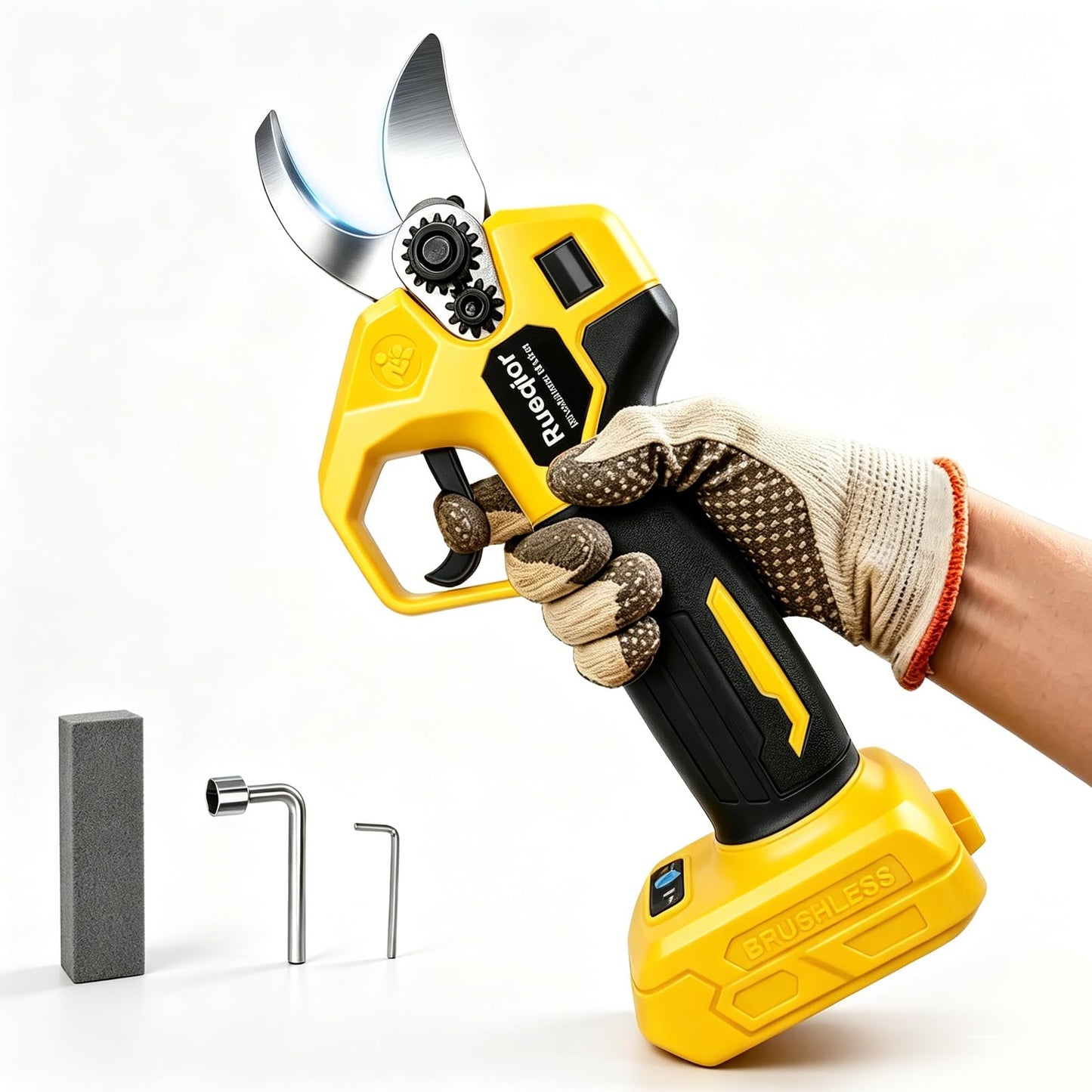 Rueqior Cordless Pruning Shears Compatible with Dewalt 20V Battery, Brushless Cordless Branch Cutter Pruner with 1.5-2-Inch inch Cut Capacity for Tree Trimming, Shrubs, Gardening (Tool Only)