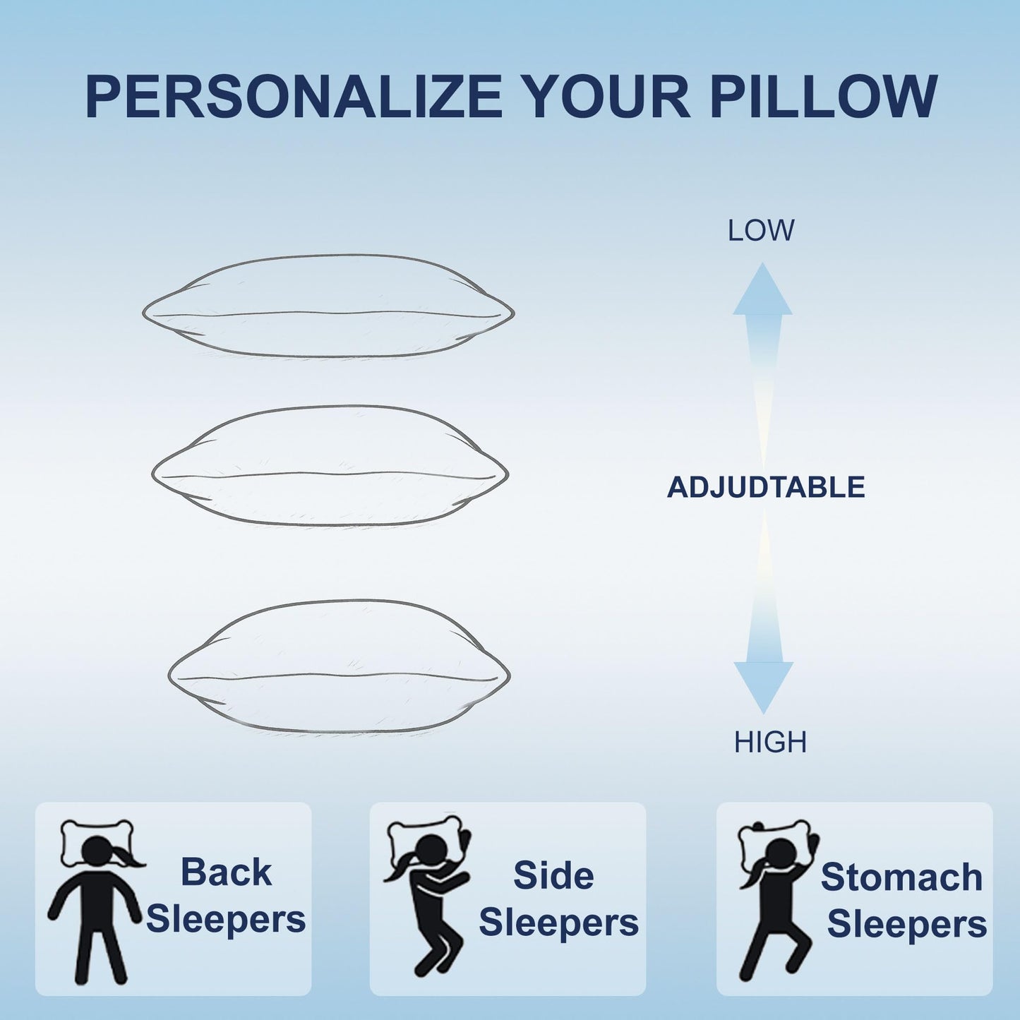 Moonrite Cooling Pillows Queen Size 2 Pack-Shredded Memory Foam Pillow with Machine Washable Cover for Hot Sleepers,Adjustable Bed Pillow for Side/Back/Stomach Sleepers,Grey,20x36 Inches