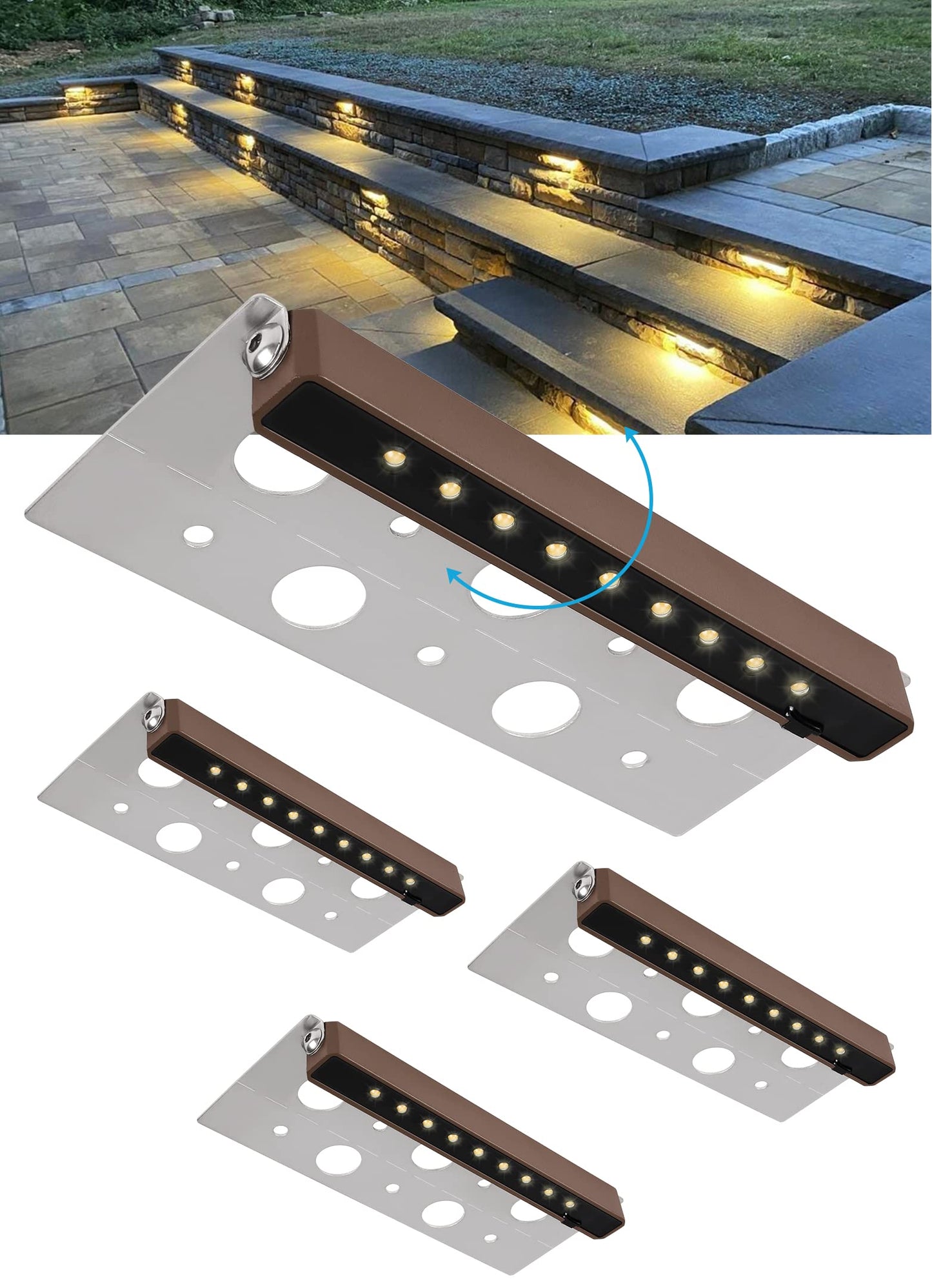 SMY Lighting 4Pack 7 Inch 2.5W LED Hardscape Lighting Retaining Wall Lights, IP68 Waterproof 12V-36V Low Voltage AC/DC Soft White 2700K Hardscape Paver Light Outdoor Step Lights 40,000 Hours Lifespan