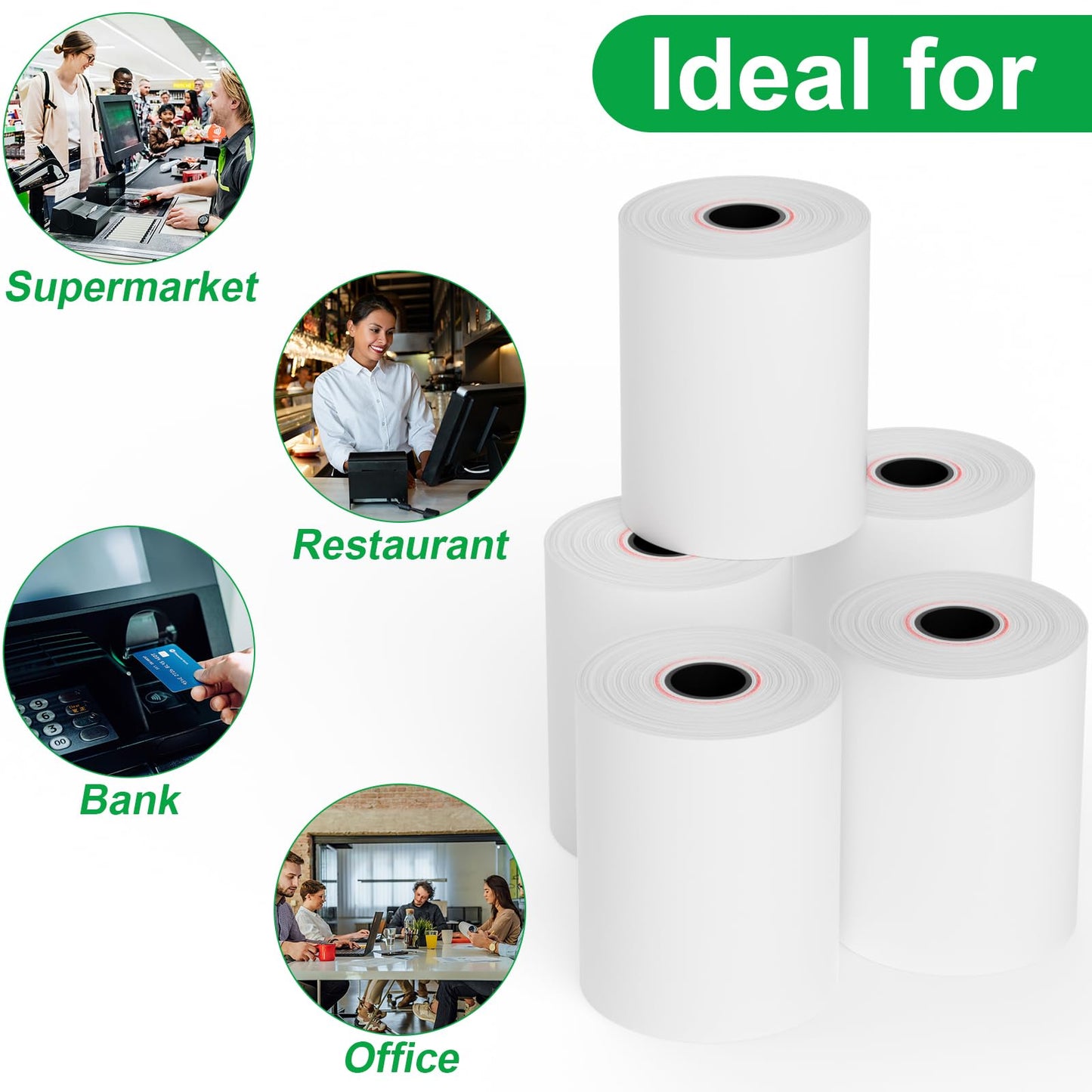 2 1/4" x 85' Thermal Paper, Receipt Paper Rolls, Thermal Cash Register POS Paper fit All POS Cash Registers (50 Rolls)