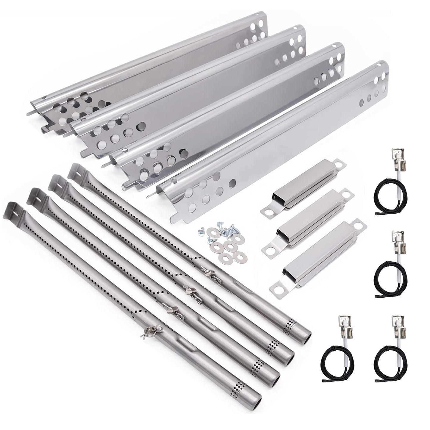 BBQ Parts for CharBroil Advantage 466343015 466433016 466240115 463344015 463240015 466642015 Grill Models, Barbecue Grill Heat Shield Plate, Barbecue Burner & Igniter, Crossover Tube