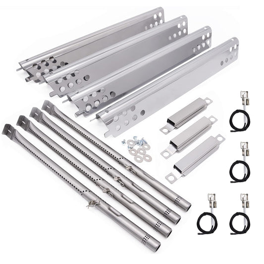 BBQ Parts for CharBroil Advantage 466343015 466433016 466240115 463344015 463240015 466642015 Grill Models, Barbecue Grill Heat Shield Plate, Barbecue Burner & Igniter, Crossover Tube