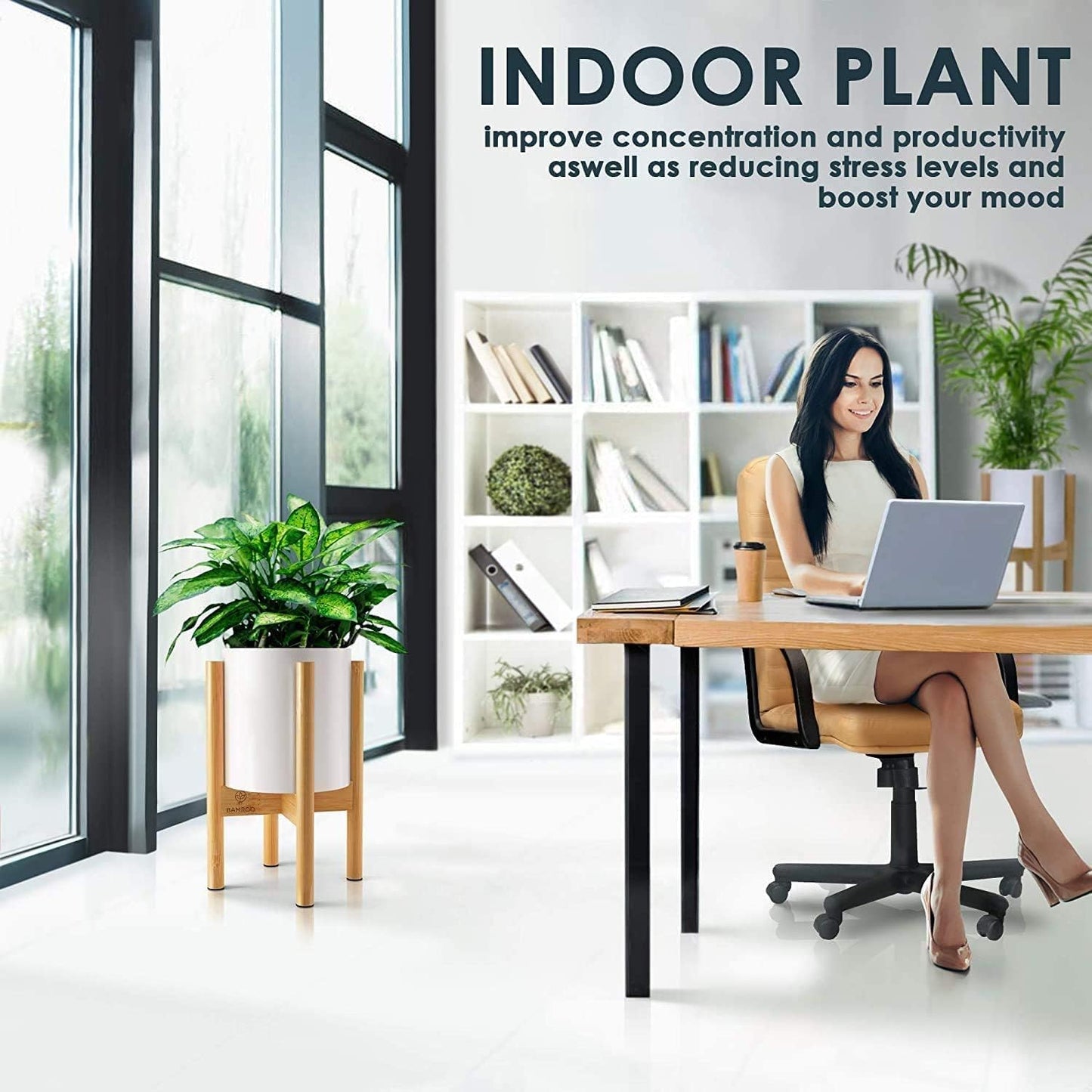 2-Pack Plant Stand, Mid-Century Modern Flower Pot Holder, Adjustable Plant Stand for Multiple Pots, Indoor Space Saving Vertical Plant Shelf, Fits Pot Size of 20-30 CM (Plant Pot NOT Included)