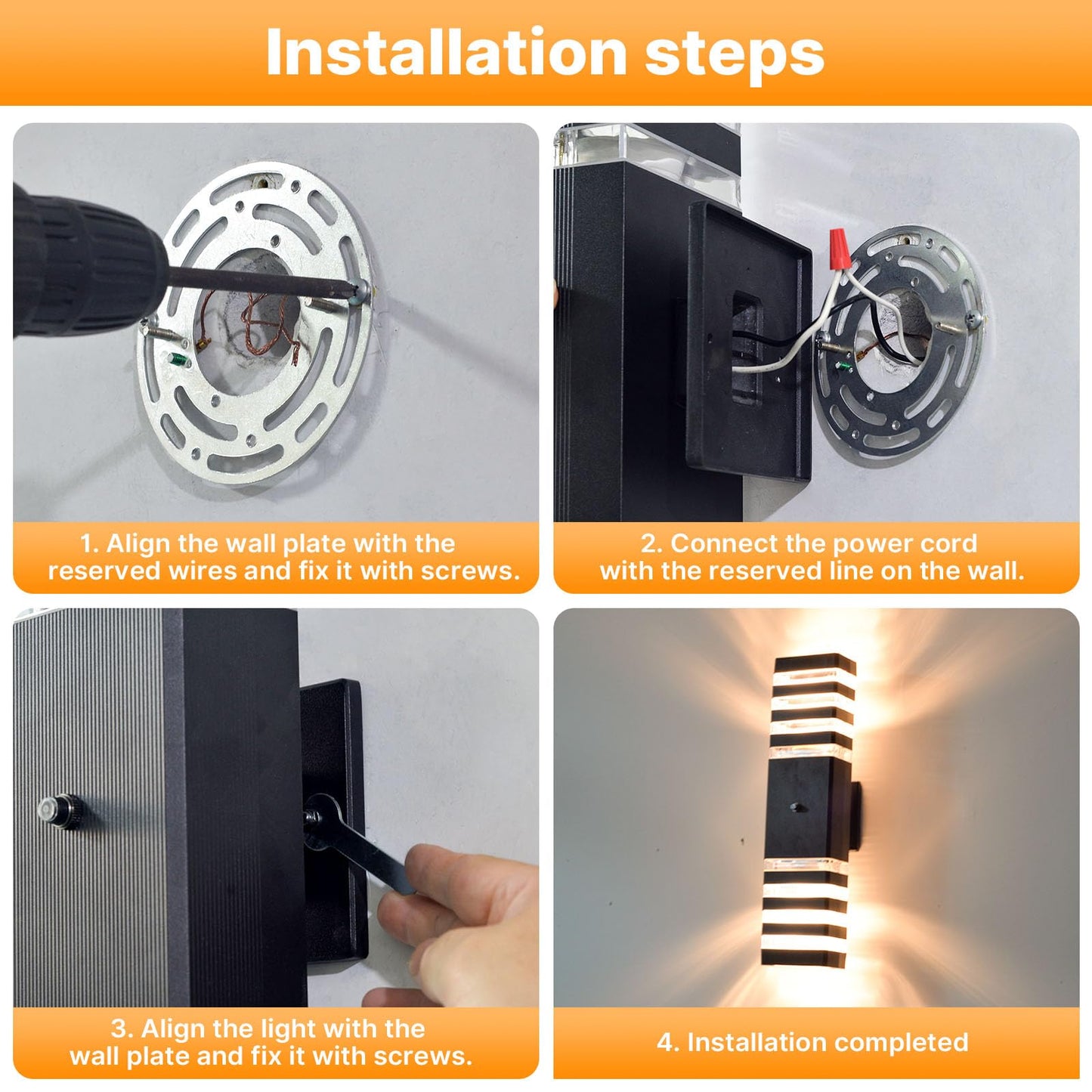 futxnziey 2 Pack Dusk to Dawn Outdoor Wall Lights, Modern Black Exterior Wall Sconce, Waterproof Aluminum Up and Down Outdoor Porch Lights, Square Outside Wall Lights for Porch Patio Garage