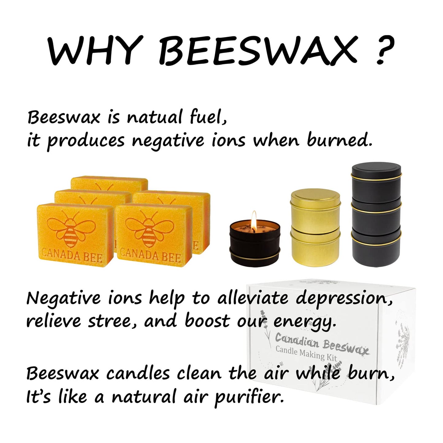 Candle Making Kit With 100% Canadian Natural Beeswax from Canadian Farms, Craft Supplies to Make Beeswax Candles, Candle Making Craft Kit, Suitable for Adults or Kids, Ideal DIY Kit